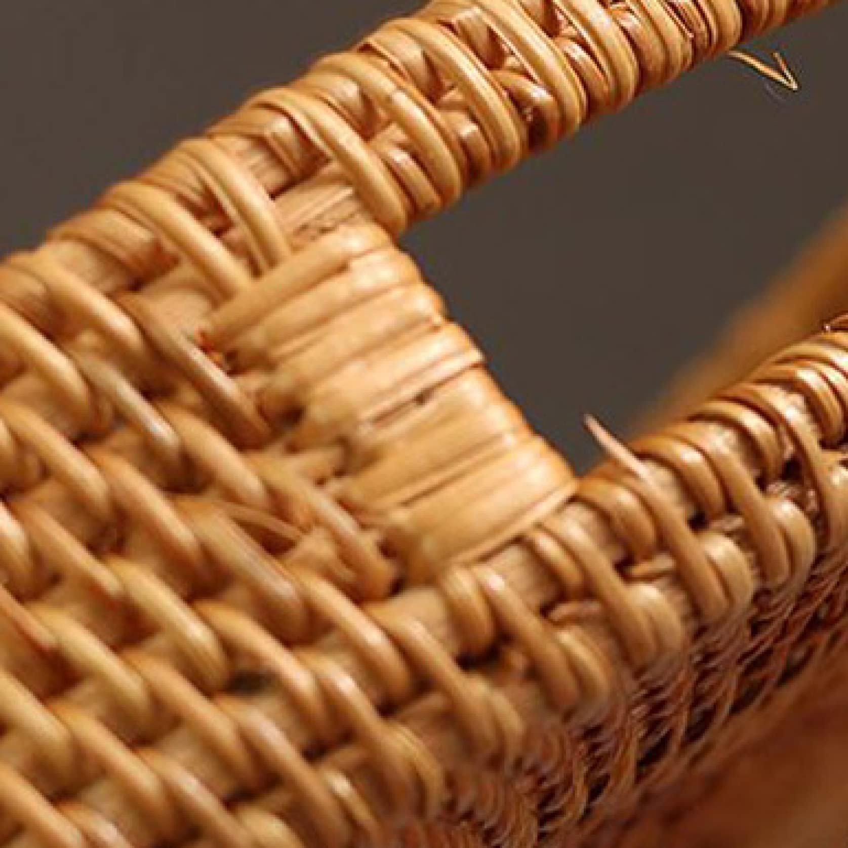 Handmade Woven Rattan Fruit Basket with Handle - Multipurpose Storage Tray for Afternoon Tea, Picnics, Kitchen Organization & Home Decor