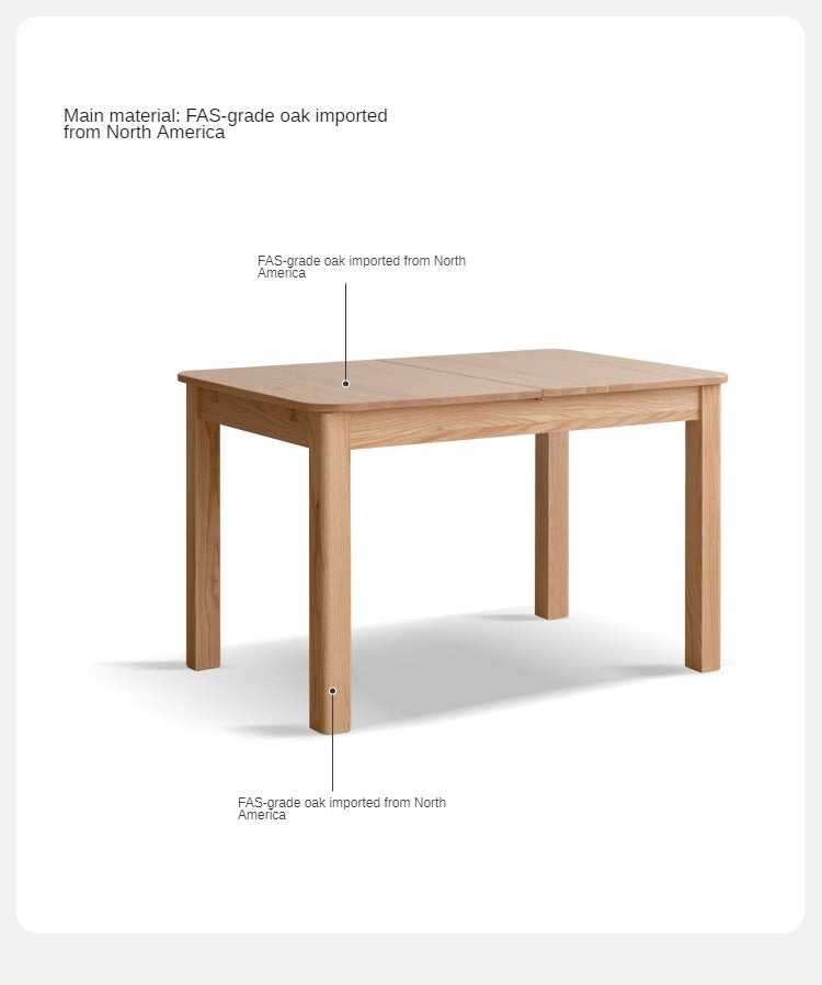 Solid Oak Wood Extendable Folding Dining Table - Expandable for Small Spaces, Perfect for Apartments & Family Gatherings