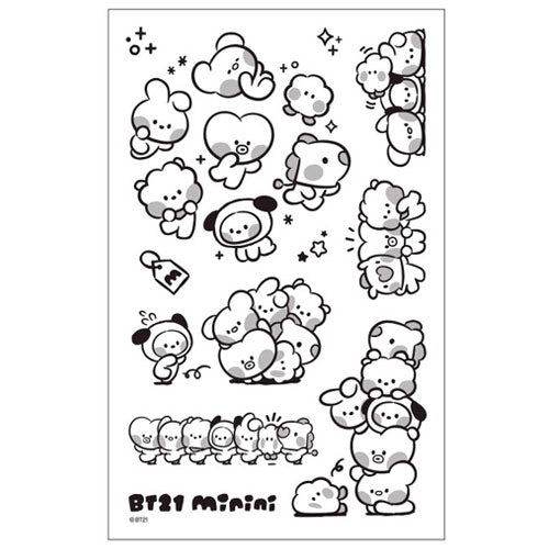 BT21 MININI Temporary Tattoo Stickers - Cute Korean Kpop BTS Merch for Fans - Perfect for Parties, Concerts, and DIY Body Art