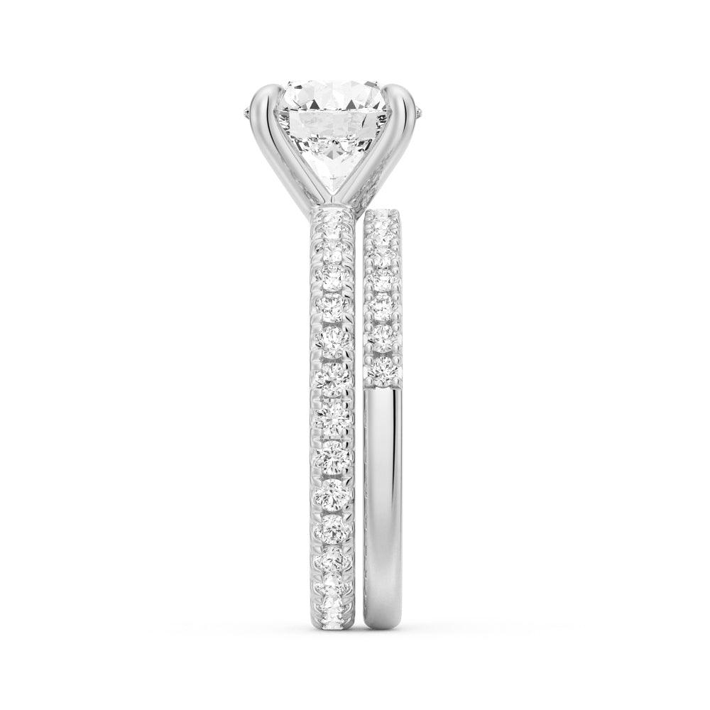 Exquisite Round Moissanite Engagement Ring with Sparkling Eternity Pave Band - Perfect for Proposals, Anniversaries & Romantic Occasions