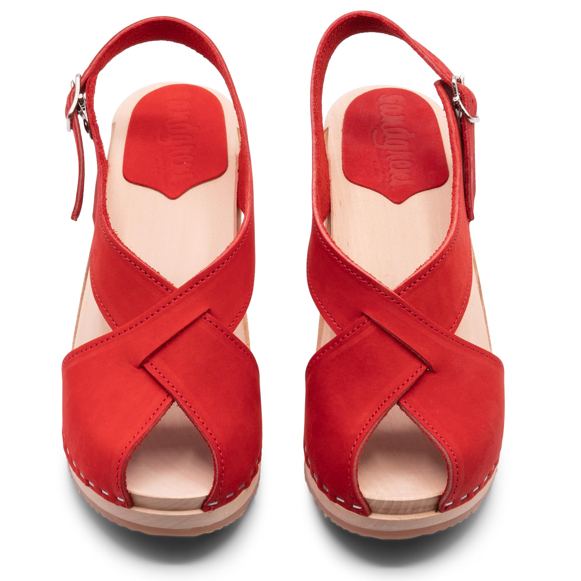 Sandgrens Handmade Swedish Wood Clogs for Women - Comfortable High Heel Sandals with Leather Straps | Perfect for Summer, Beach, and Casual Outings | Morocco Inspired Design