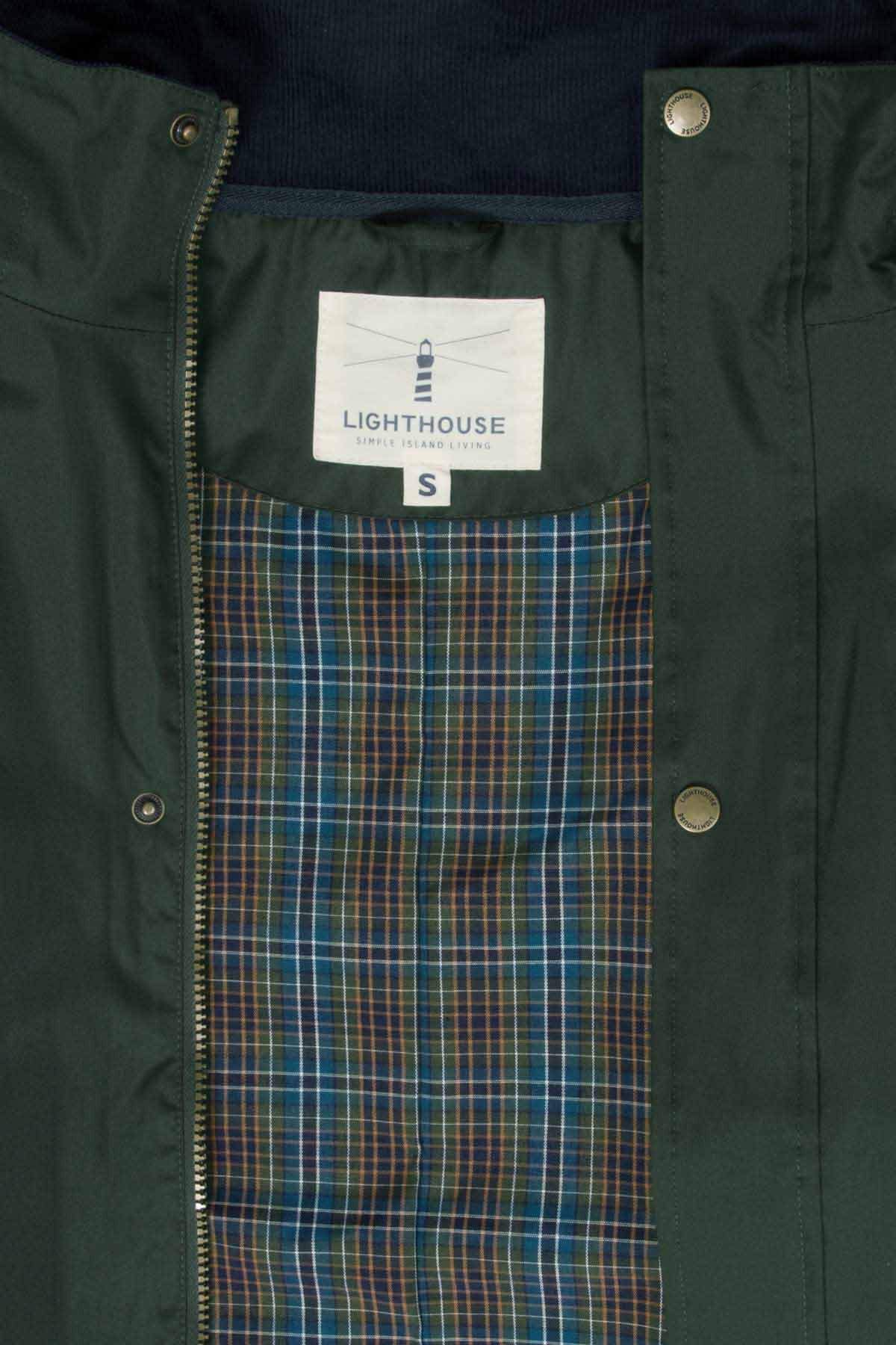 Lighthouse Men's Stockman Waterproof Raincoat - Long Lined Windproof Outdoor Jacket with Removable Hood for Hiking, Camping & Winter Weather Protection