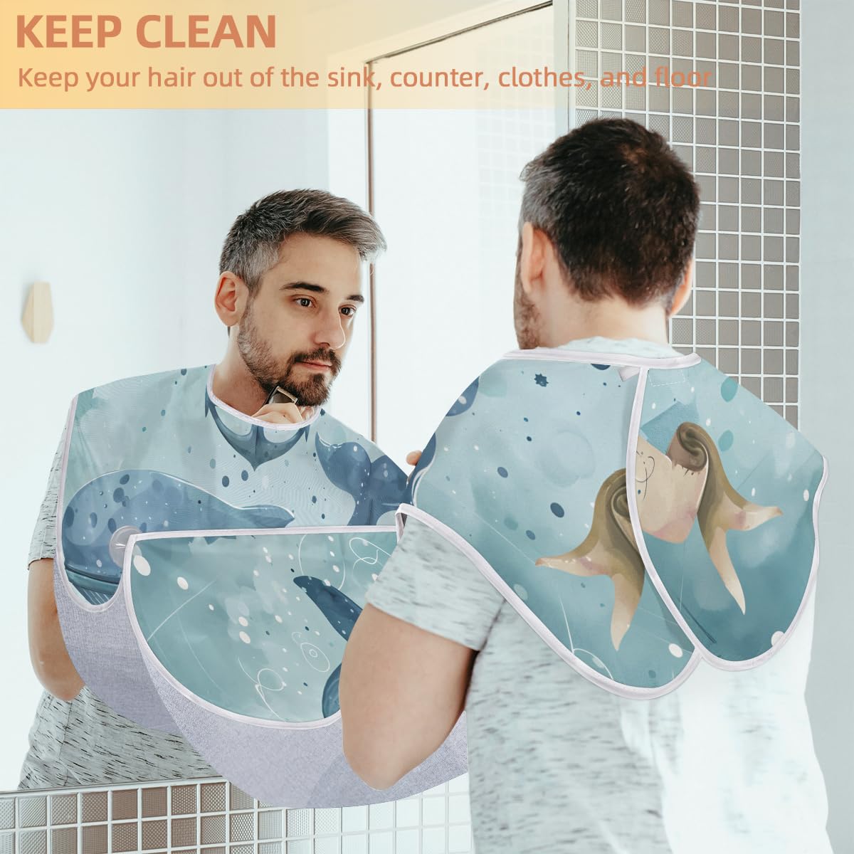 **Whale Anchor Beard Bib for Men - Waterproof Shaving Apron, Hair Dye Cape & Makeup Artist Accessory - Sink Hair Catcher for Beard Trimming & Haircut - Perfect Gift for Barbers & Grooming Enthusiasts**    *(Ideal for home grooming, barber shops, salon professionals, and DIY haircuts - keeps sinks clean and stylish!)*