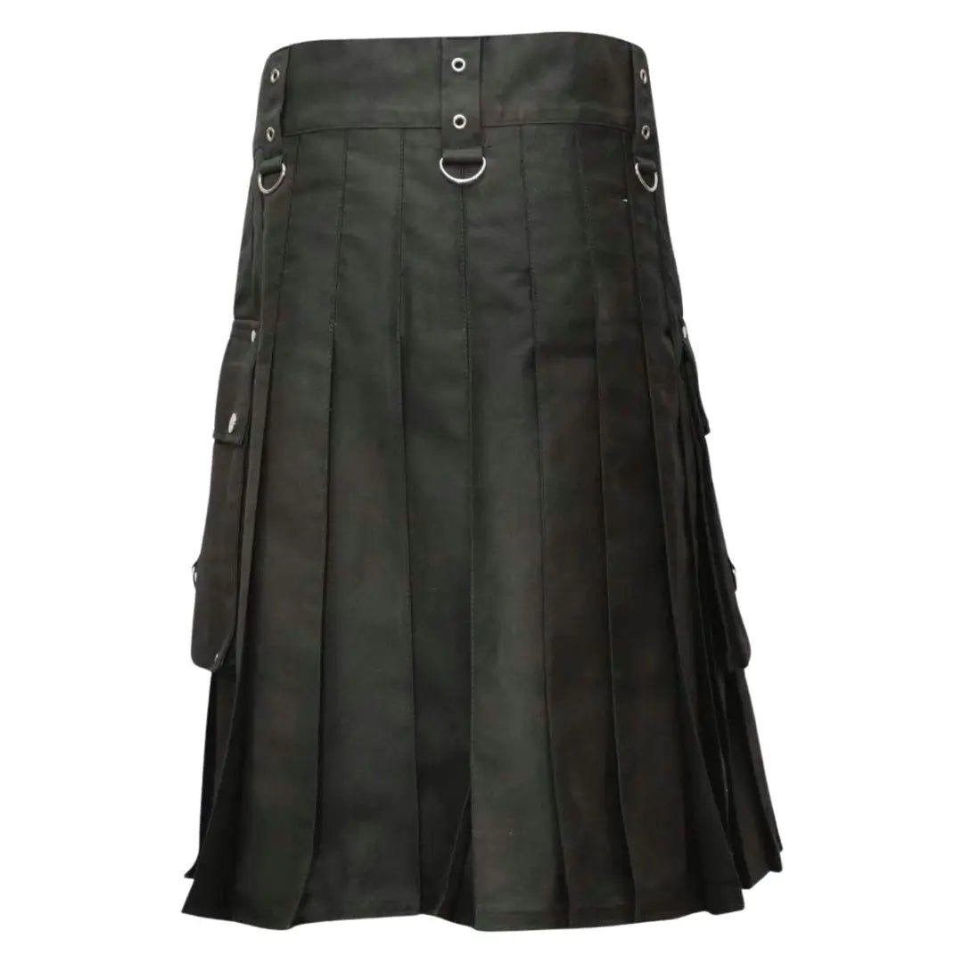 Gothic Fashion Black Utility Kilt for Men - Stylish Punk Rock Gothic Skirt with Pockets | Perfect for Cosplay, Renaissance Fairs & Alternative Fashion