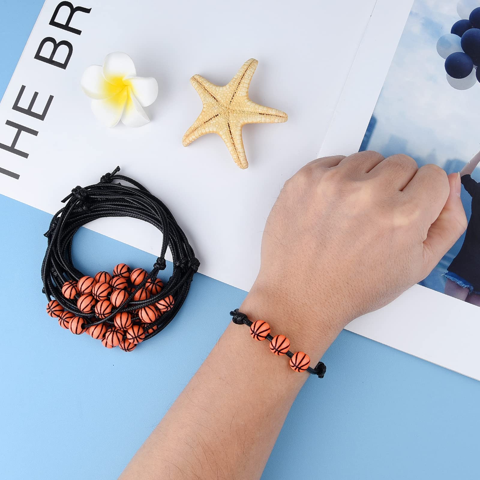 MIAHART 24-Piece Adjustable Basketball Bracelets for Boys & Girls - Sports Theme Wristbands for Basketball Games, Team Parties & Fan Gifts - Bulk Pack of Motivational Sports Bracelets
