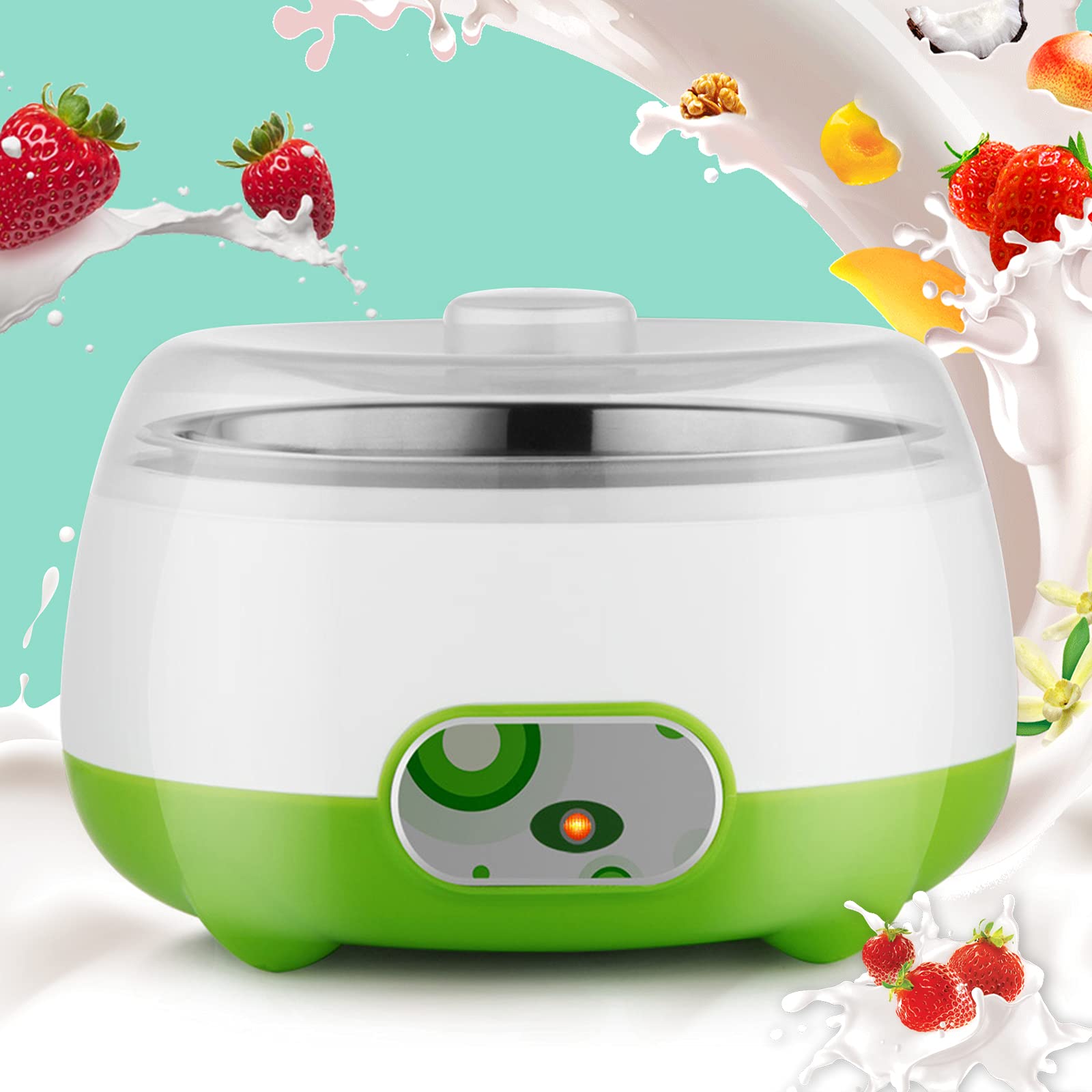 Automatic Electric Yogurt Maker with Stainless Steel Liner - 1L Constant Temperature Yogurt Machine for Homemade Greek & Probiotic Yogurt - Perfect for Keto, Vegan & Healthy Breakfast Prep