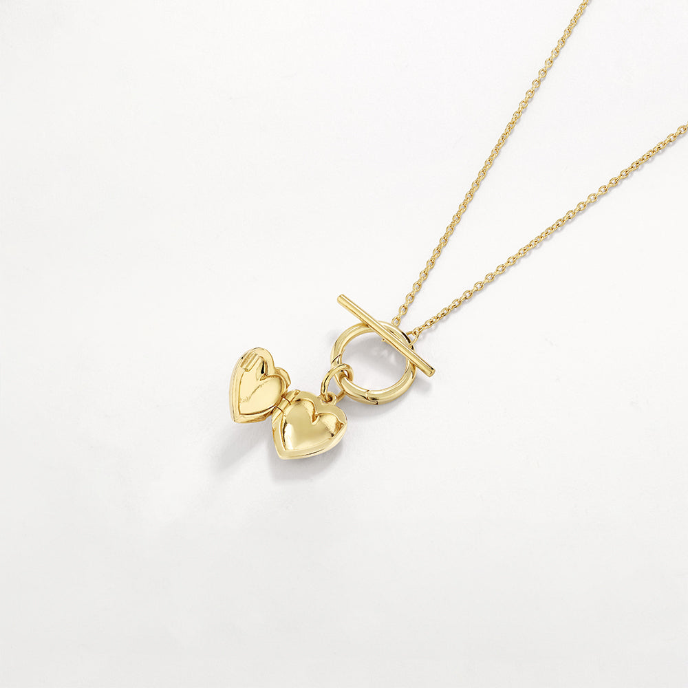 Personalized Engravable Heart Locket Necklace with Chain - Gold Plated Jewelry Gift for Women, Perfect for Valentine's Day, Anniversary & Mother's Day Gifts