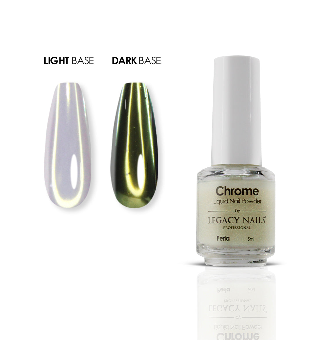 LEGACY LIQUID CHROME NAIL POWDER - Metallic Nail Polish Powder for Gel & Acrylic Nails - Perfect for Salon, Home Manicure & Nail Art Designs