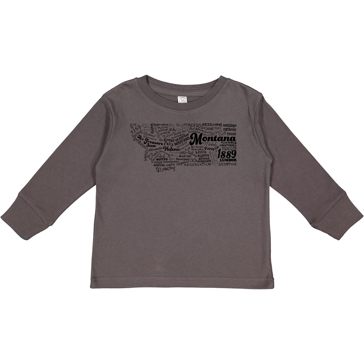Montana State Word Salad Toddler Long Sleeve T-Shirt | Cute Graphic Tee for Boys & Girls | Perfect for School, Playdates & Family Outings