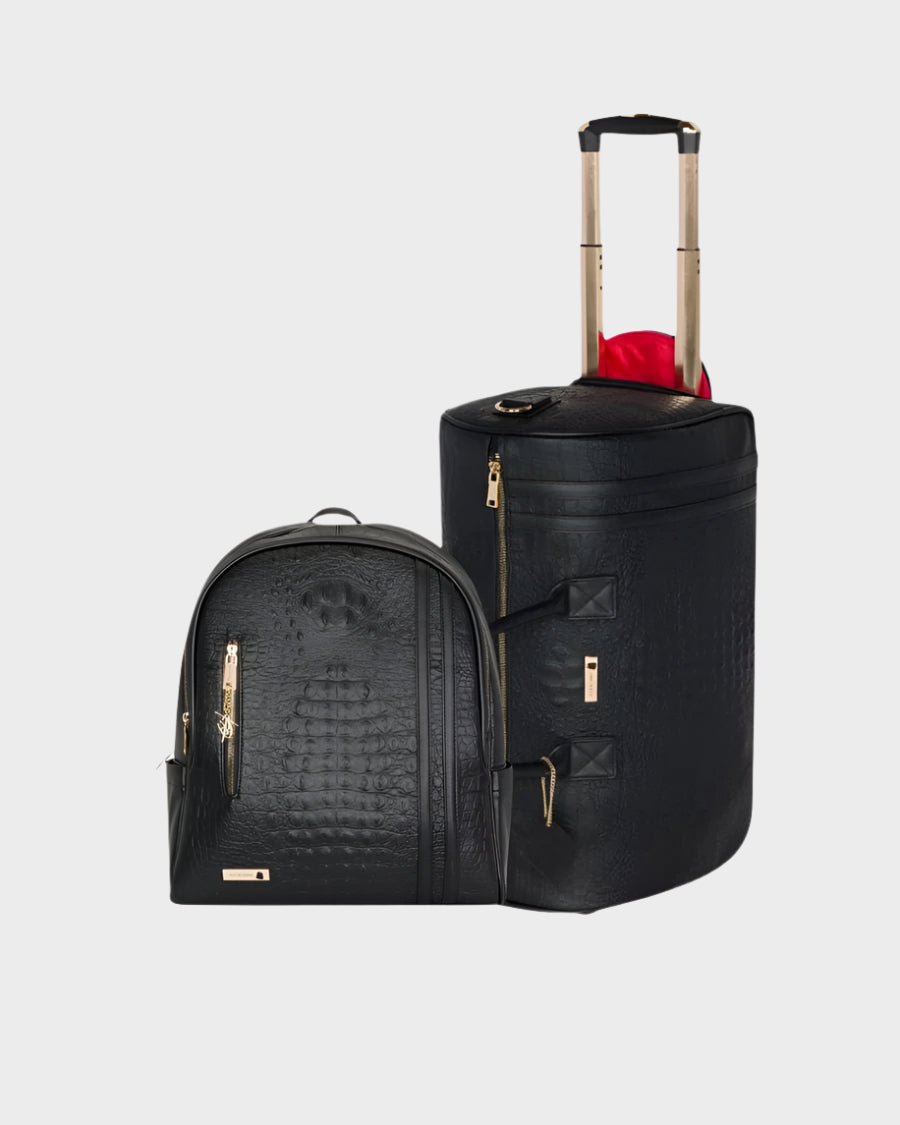 Apollo 2 Backpack & Rolling Duffle Bag Set in Black - Waterproof Travel Luggage for Business Trips, Gym, Camping & Weekend Getaways