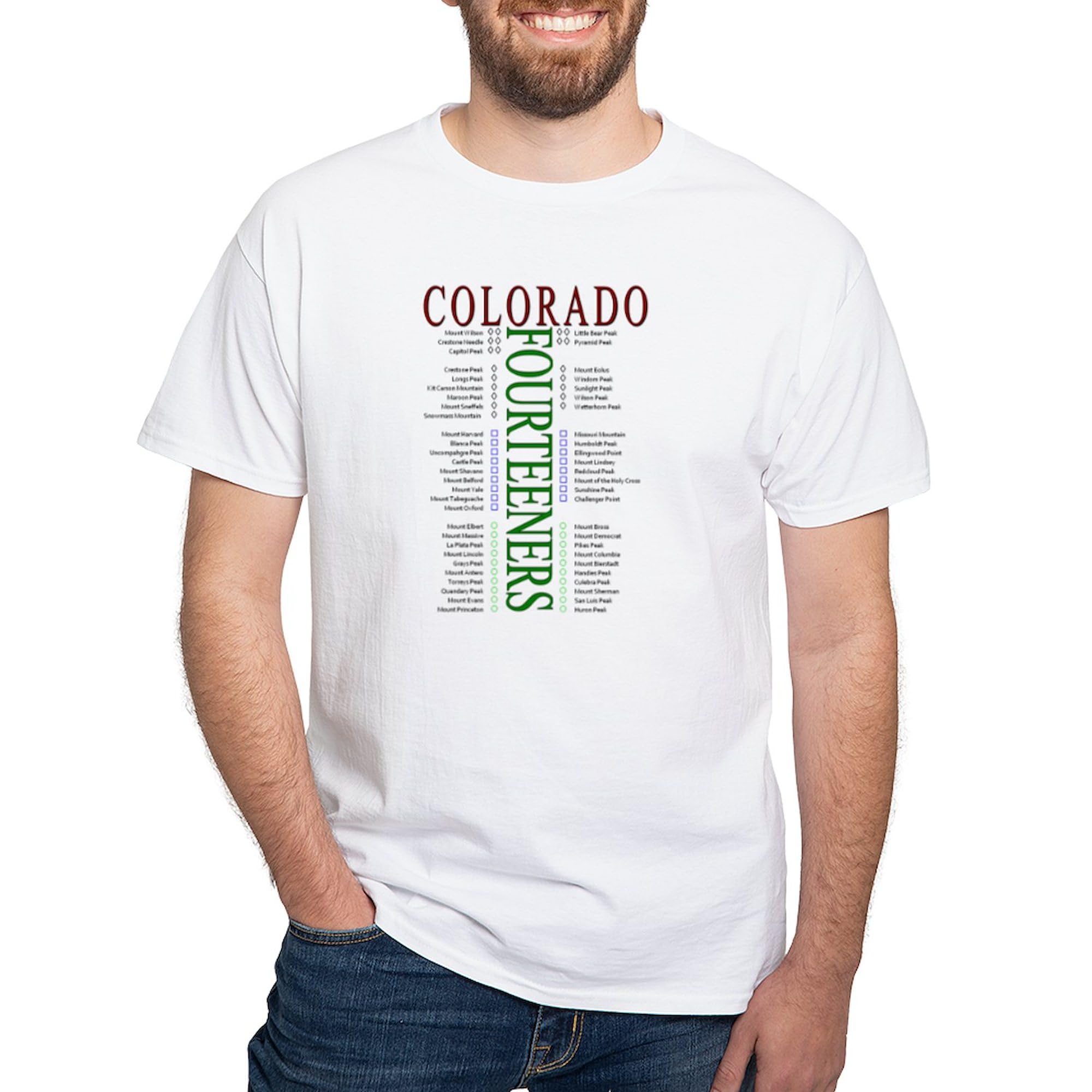 14Ers 300 Ft Men's 100% Cotton Classic Graphic White T-Shirt by CafePress | Comfortable Casual Wear for Everyday Outfits & Gifts