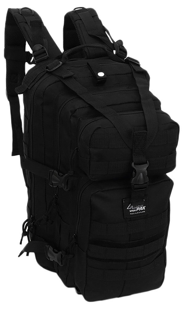 18 Inch Molle Hydration Ready Tactical Backpack for Men - Military Daypack with Key Ring Carabiner - Perfect for Hiking, Camping & Outdoor Adventures