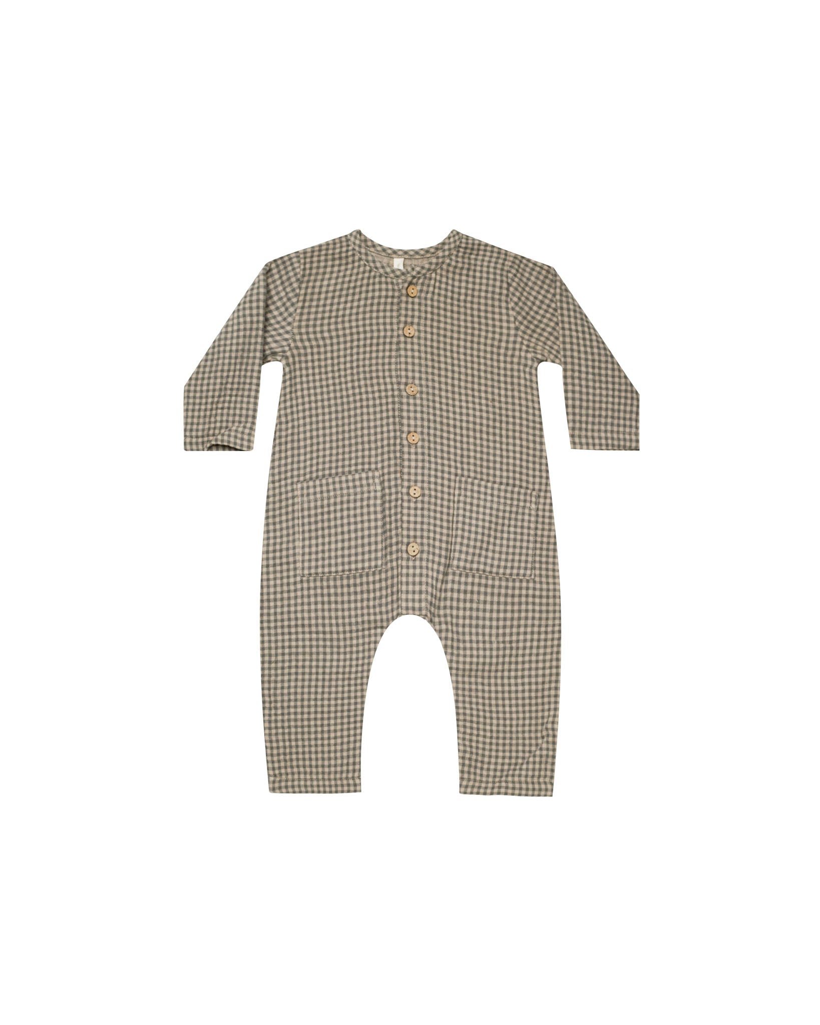Women's Pocketed Woven Jumpsuit - Forest Green Micro Plaid Romper | Casual Summer Outfit, Beach Cover-Up, Vacation Wear