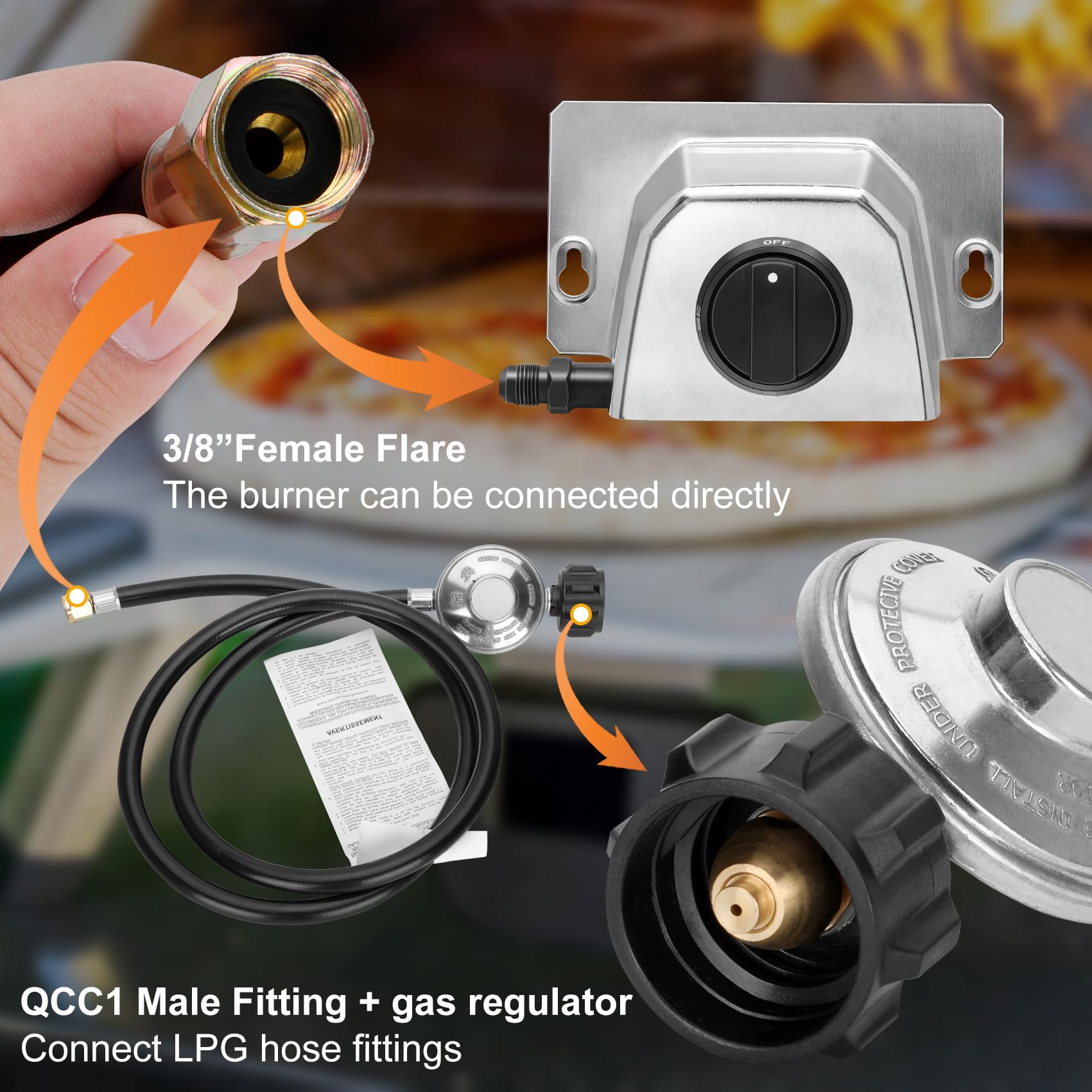 High-Performance Gas Burner for Pizza Oven - Universal Outdoor Pizza Oven Gas Burner Attachment - Perfect for Backyard Pizza Parties & Outdoor Cooking