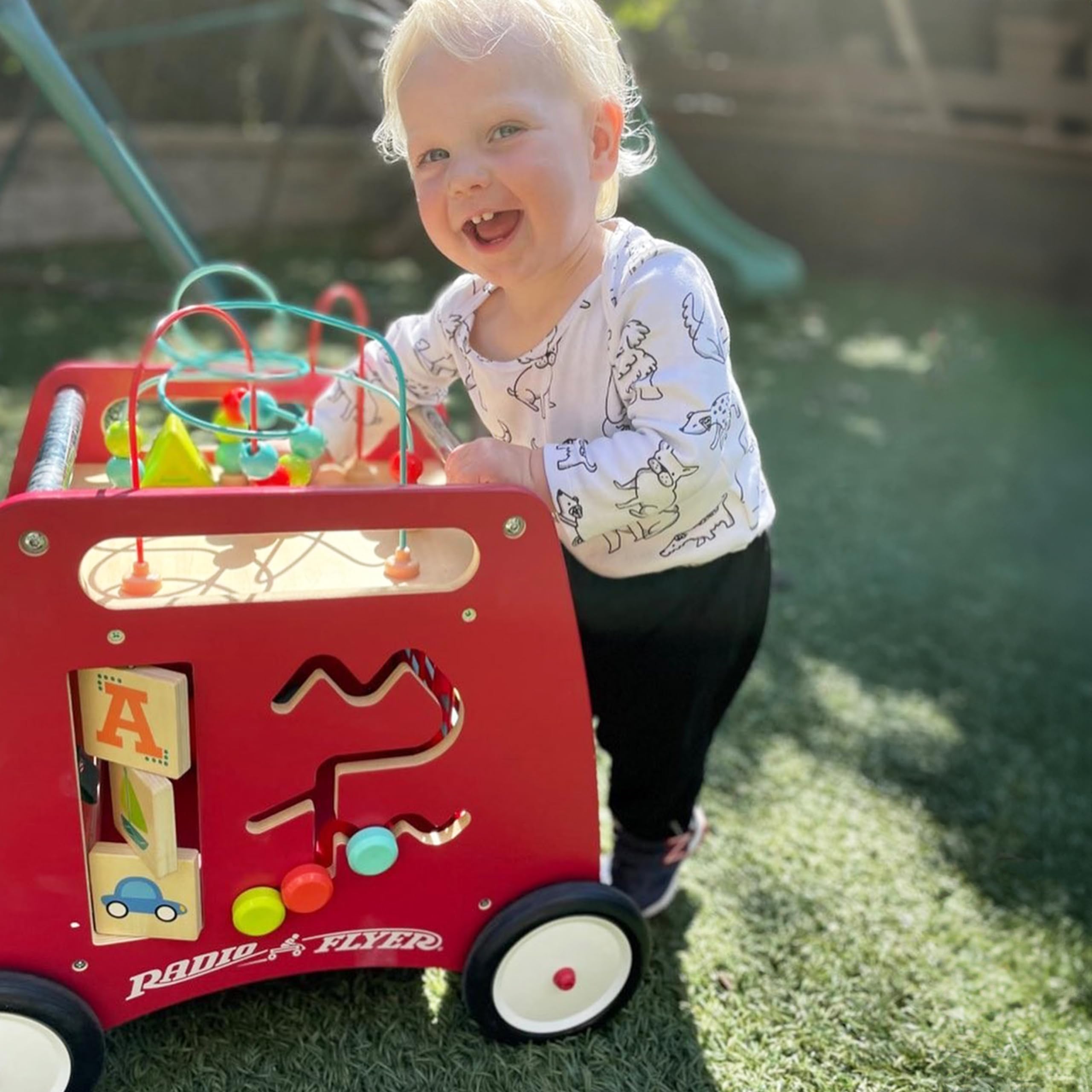 Radio Flyer Deluxe Push & Play Activity Cube Walker - Learning Toy for Toddlers Ages 1-3 Years (Red) - Perfect for Early Walking Development & Indoor Playtime
