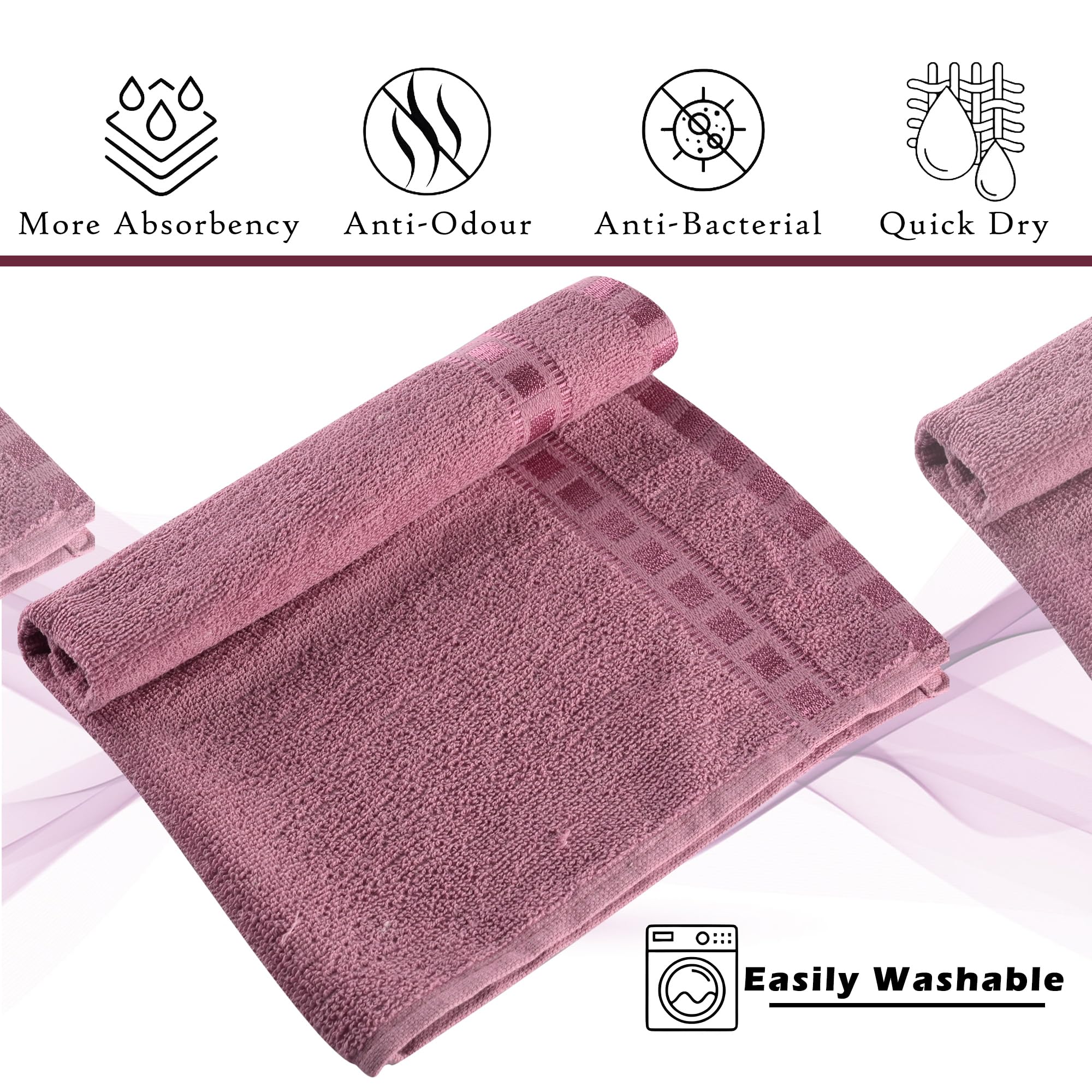 Heart Home Pack of 4 Soft Cotton Hand & Face Towels for Men & Women | Quick-Dry & Absorbent Gym Towels | Perfect for Workout, Yoga, Travel & Daily Use | Green & Pink