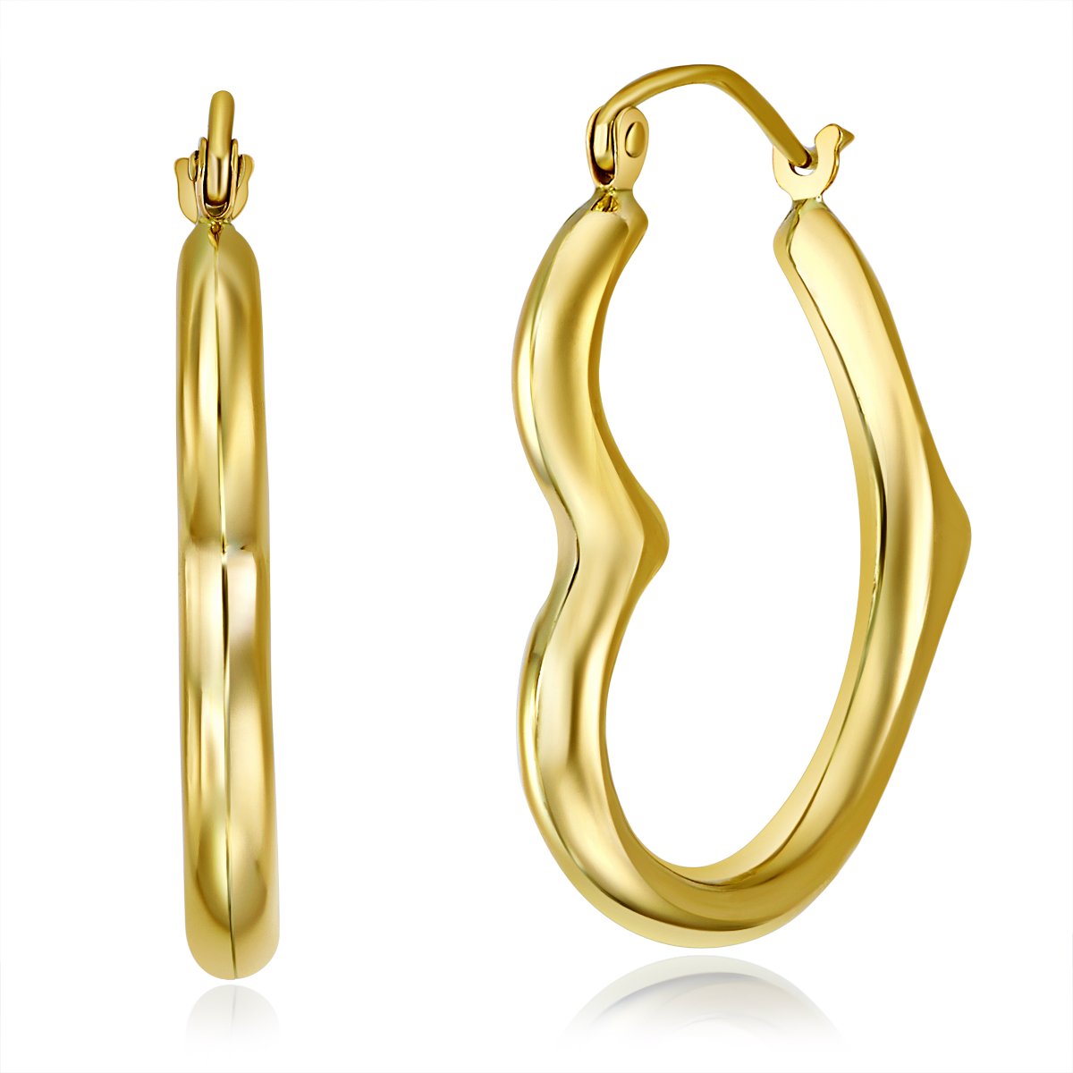 14K Yellow Gold 4mm Heart Hinged Hoop Earrings for Women - Dainty Valentine's Day Gift, Anniversary Jewelry - Perfect for Date Night, Wedding & Special Occasions