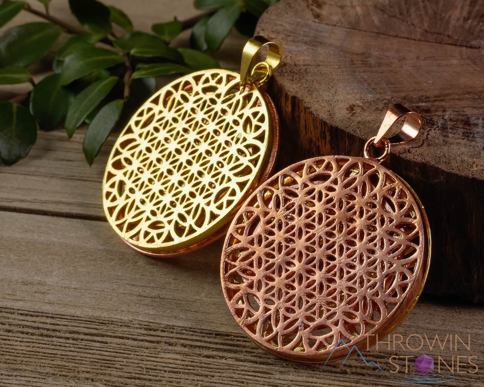 GOLD & COPPER Flower of Life Merkaba Pendant Necklace - Sacred Geometry Seed of Life Jewelry - Spiritual Gift for Men & Women - Perfect for Meditation, Yoga & Energy Healing