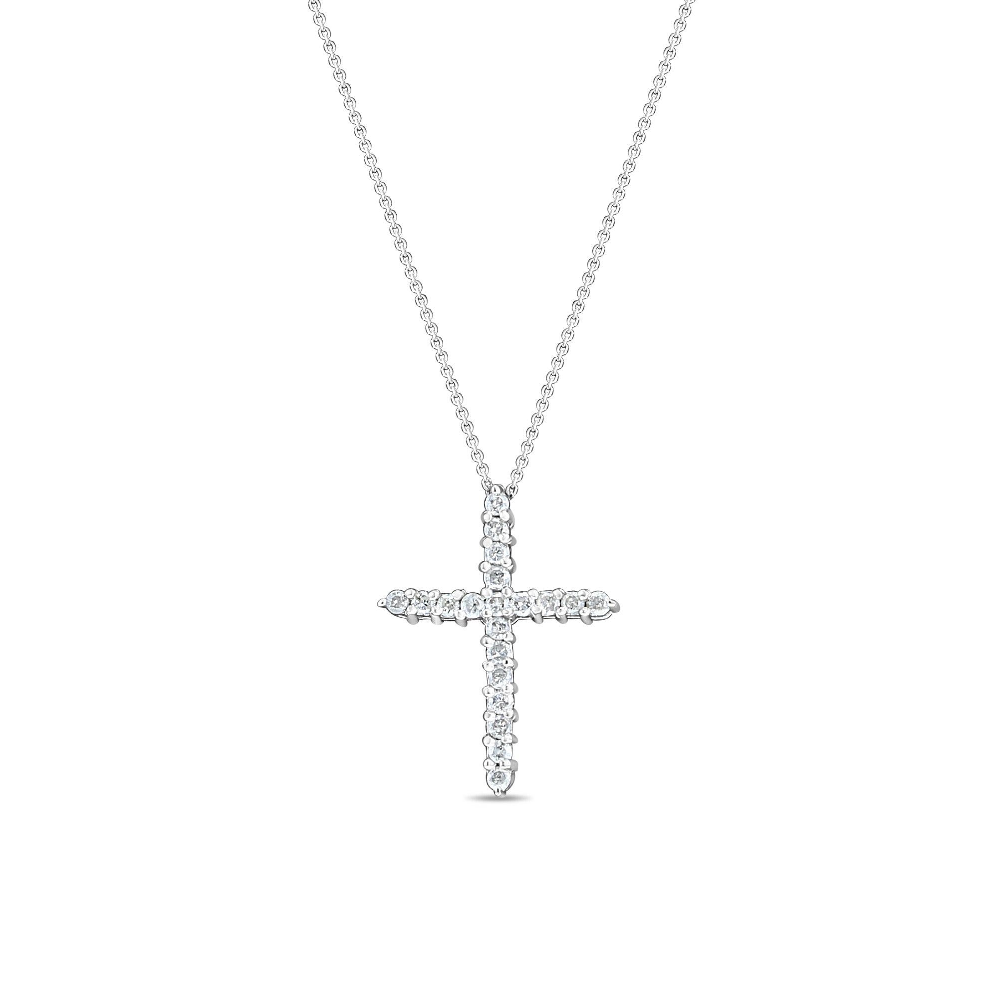 1 Carat Diamond Cross Pendant Necklace 14K Gold for Women - Elegant Religious Jewelry Gift for Baptism, Confirmation & Special Occasions