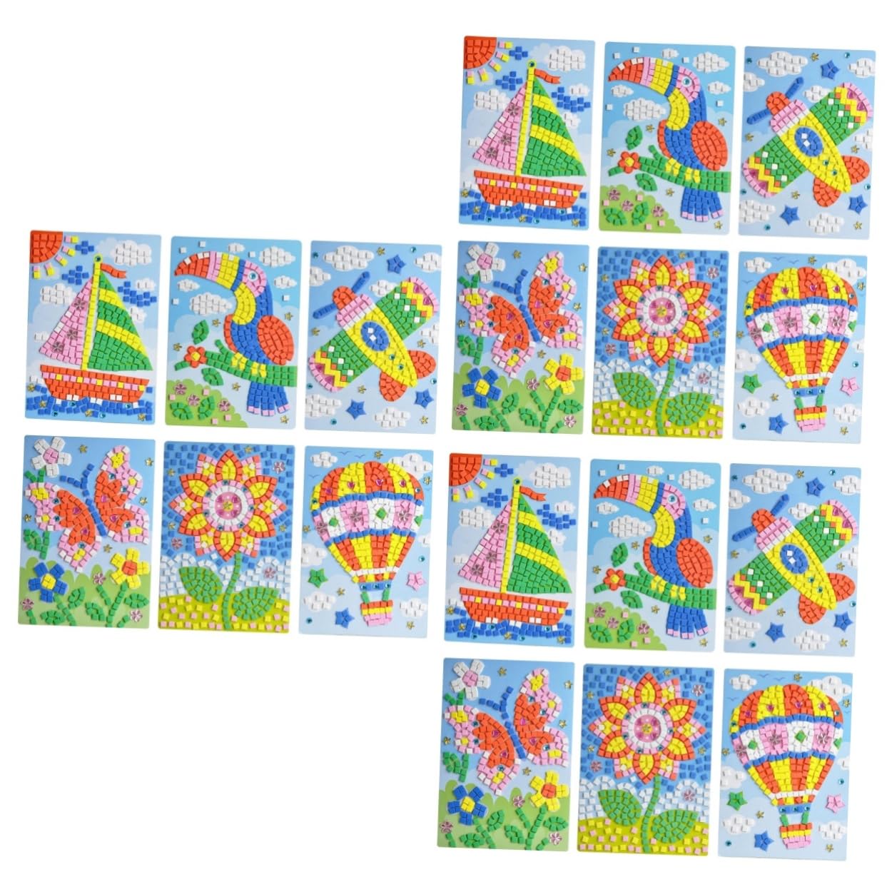 Totority 18-Piece Mosaic Sticker Art Kit for Kids - DIY Handmade Craft Supplies, Sticky Mosaics & Airplane Stickers for Creative Fun | Perfect for Birthday Gifts, Classroom Activities & Arts & Crafts Projects