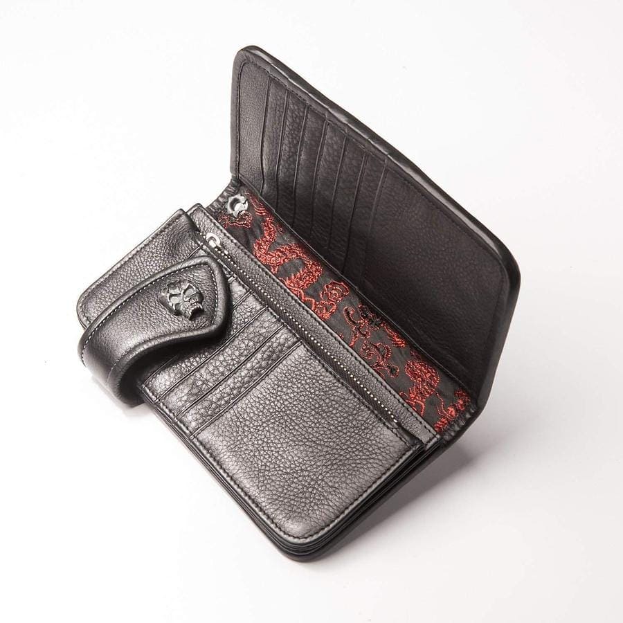 Premium Stingray Leather Skull Concho Biker Wallet for Men - Durable Long Wallet with Unique Skull Design - Perfect for Motorcycle Riders & Biker Enthusiasts