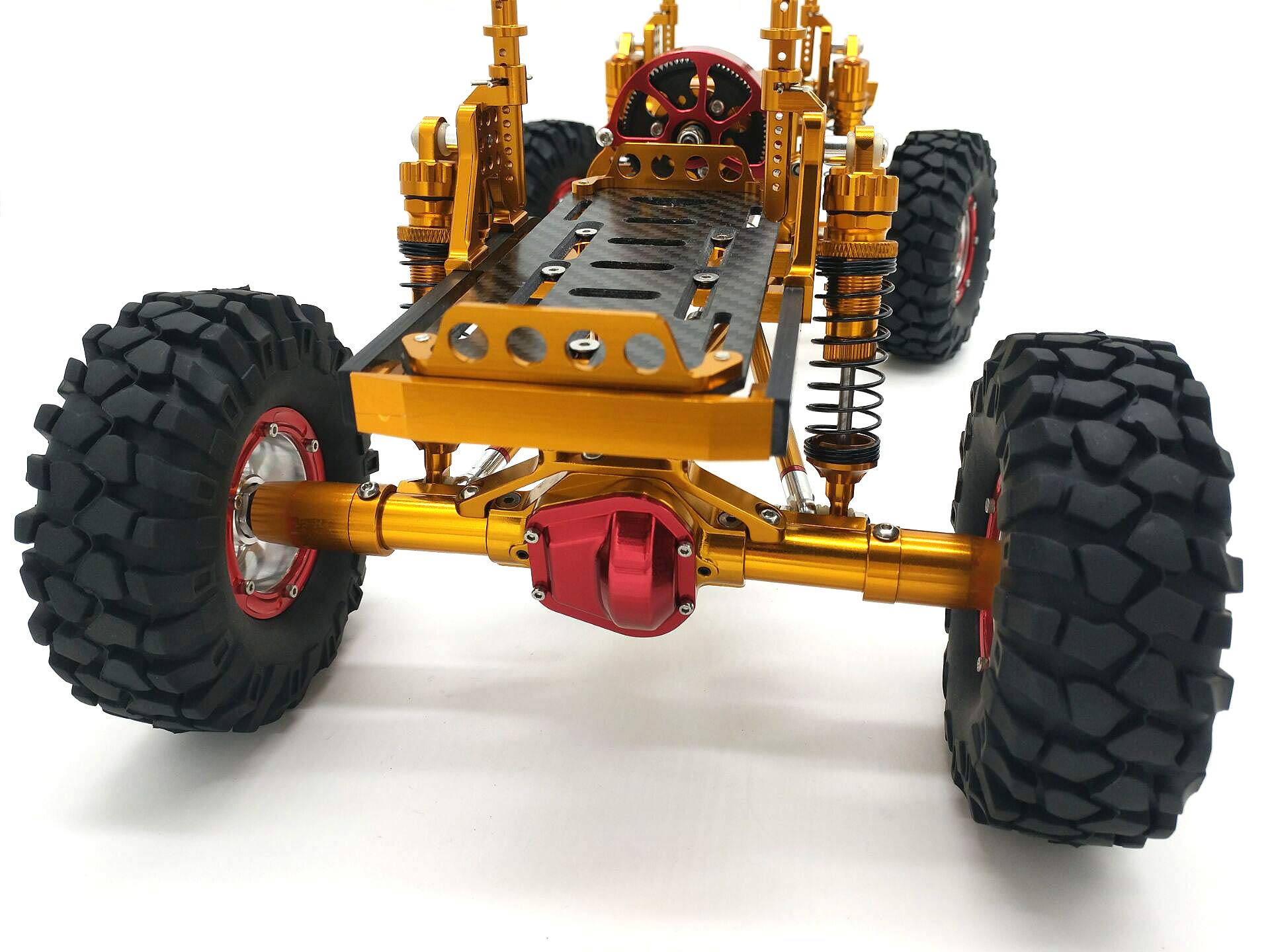 1/10 Scale CNC RC Rock Crawler Chassis - Upgraded Yellow SCX10 Tires for Off-Road Adventure & Trail Crawling