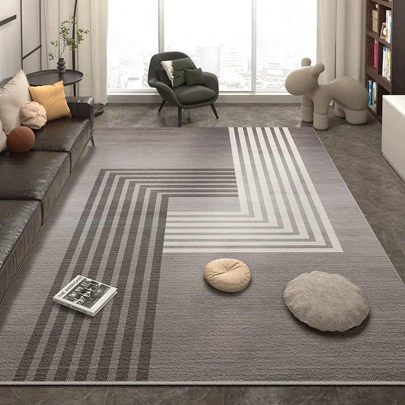 Modern Geometric Velvet Waterproof Area Rug - Non-Slip Soft Living Room Carpet for Bedroom, Nursery & High Traffic Areas - Easy Clean Home Decor Floor Mat