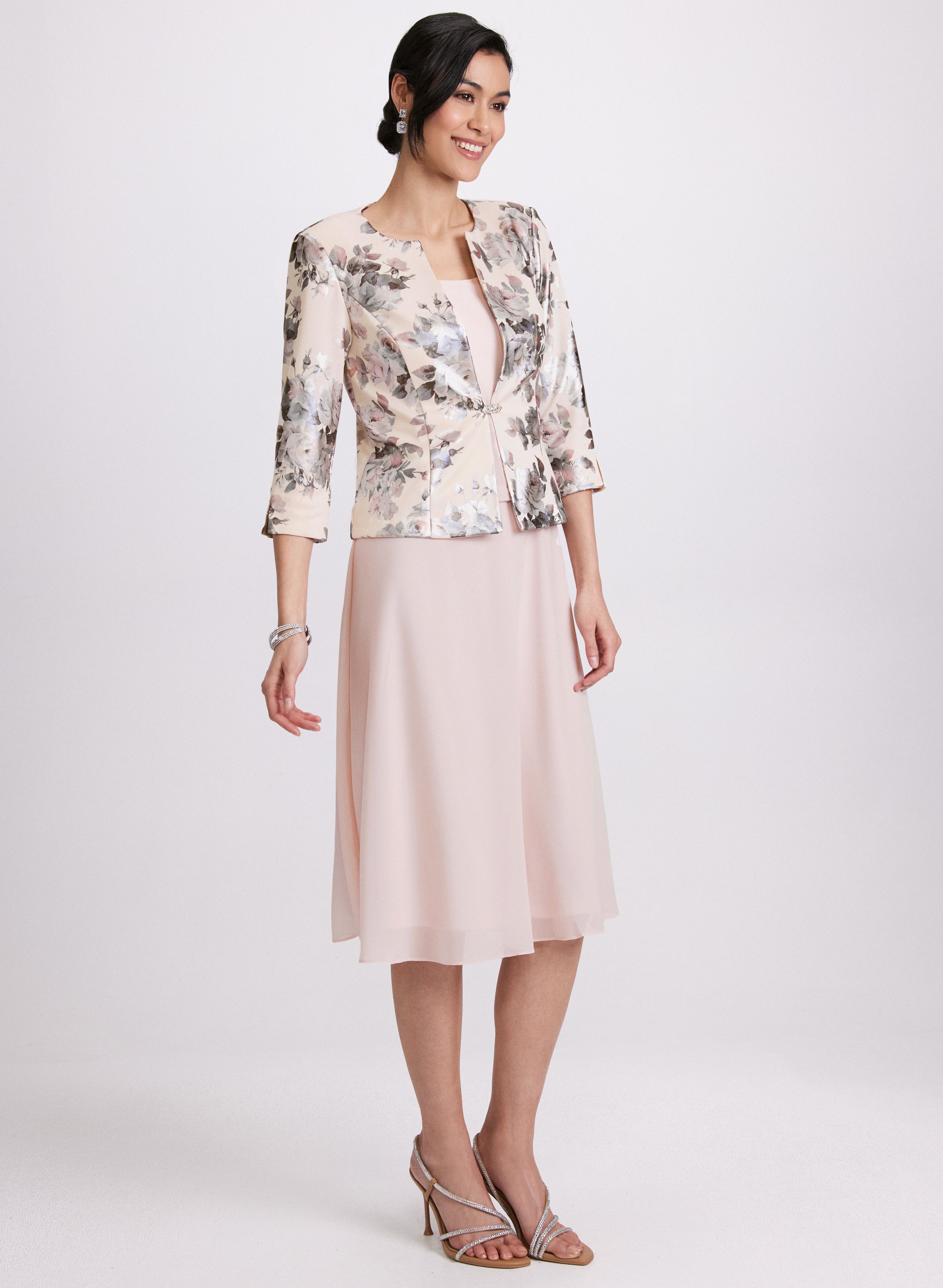 Elegant Floral Jacket, Top & Skirt Set for Women - Spring Summer Outfits, Casual Wear & Party Dresses