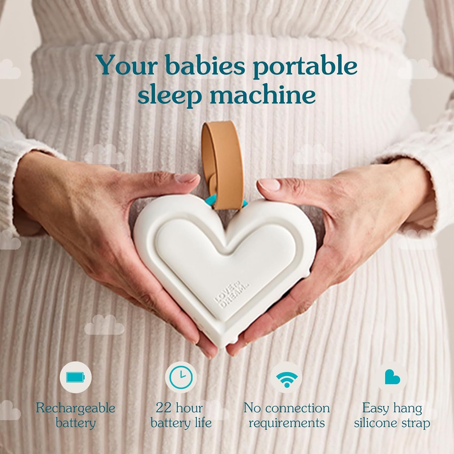 Love to Dream Baby White Noise Machine - Portable Sound Therapy with 9 Soothing Sleep Sounds & Night Light for Infants | Perfect for Nursery, Travel & Bedtime Relaxation