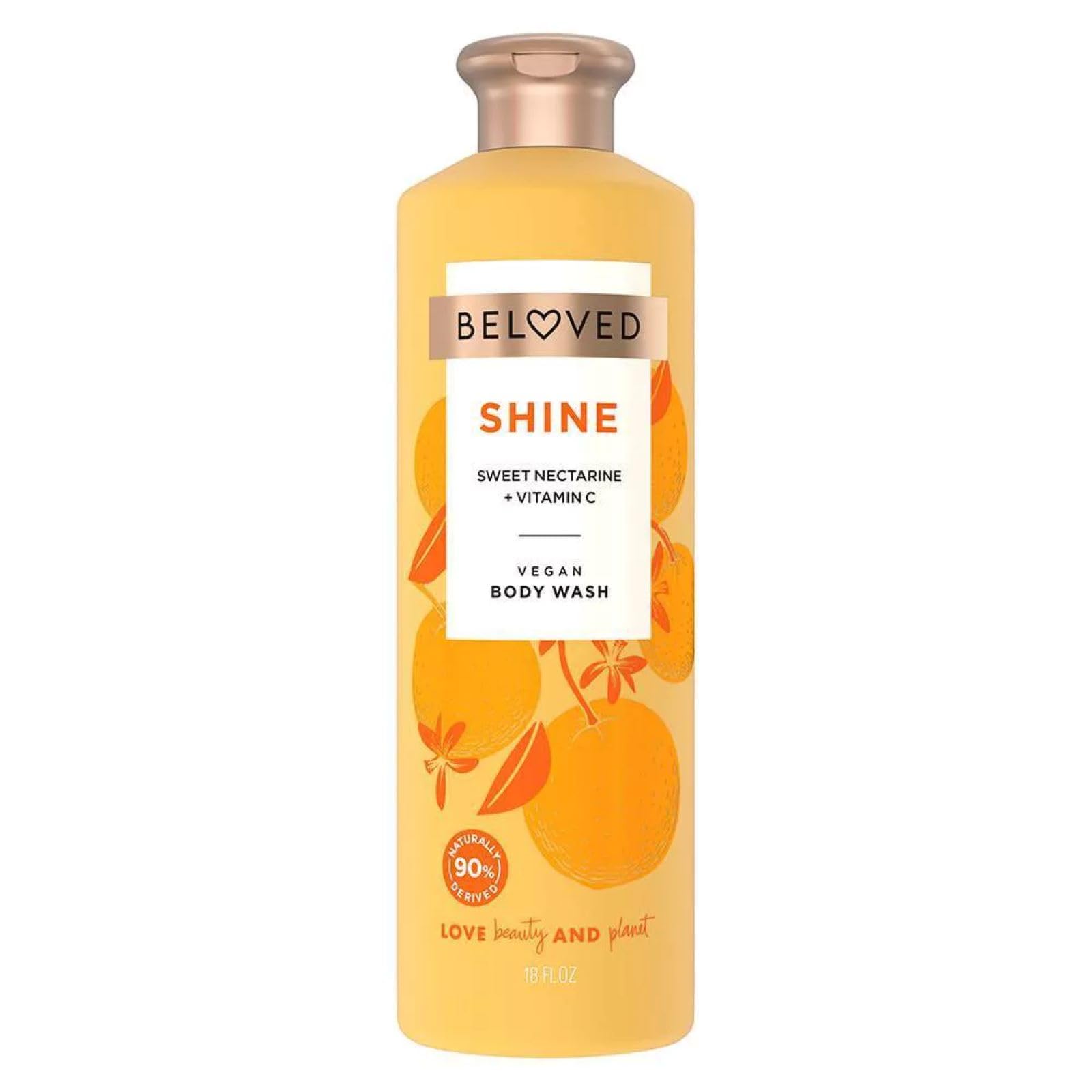 Beloved Vegan Body Wash - 18oz Sweet Nectarine & Vitamin C - Hydrating & Softening Skin Cleanser with Luxurious Lather | Perfect for Sensitive Skin & Eco-Friendly Bath Routines