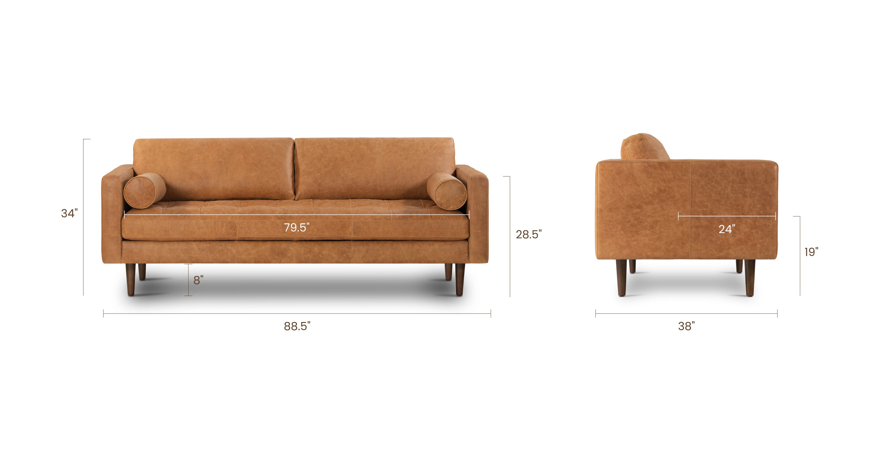 Premium Napa Leather Sofa - Modern Luxury Living Room Furniture for Home & Office - Perfect for Relaxing, Entertaining & Stylish Decor