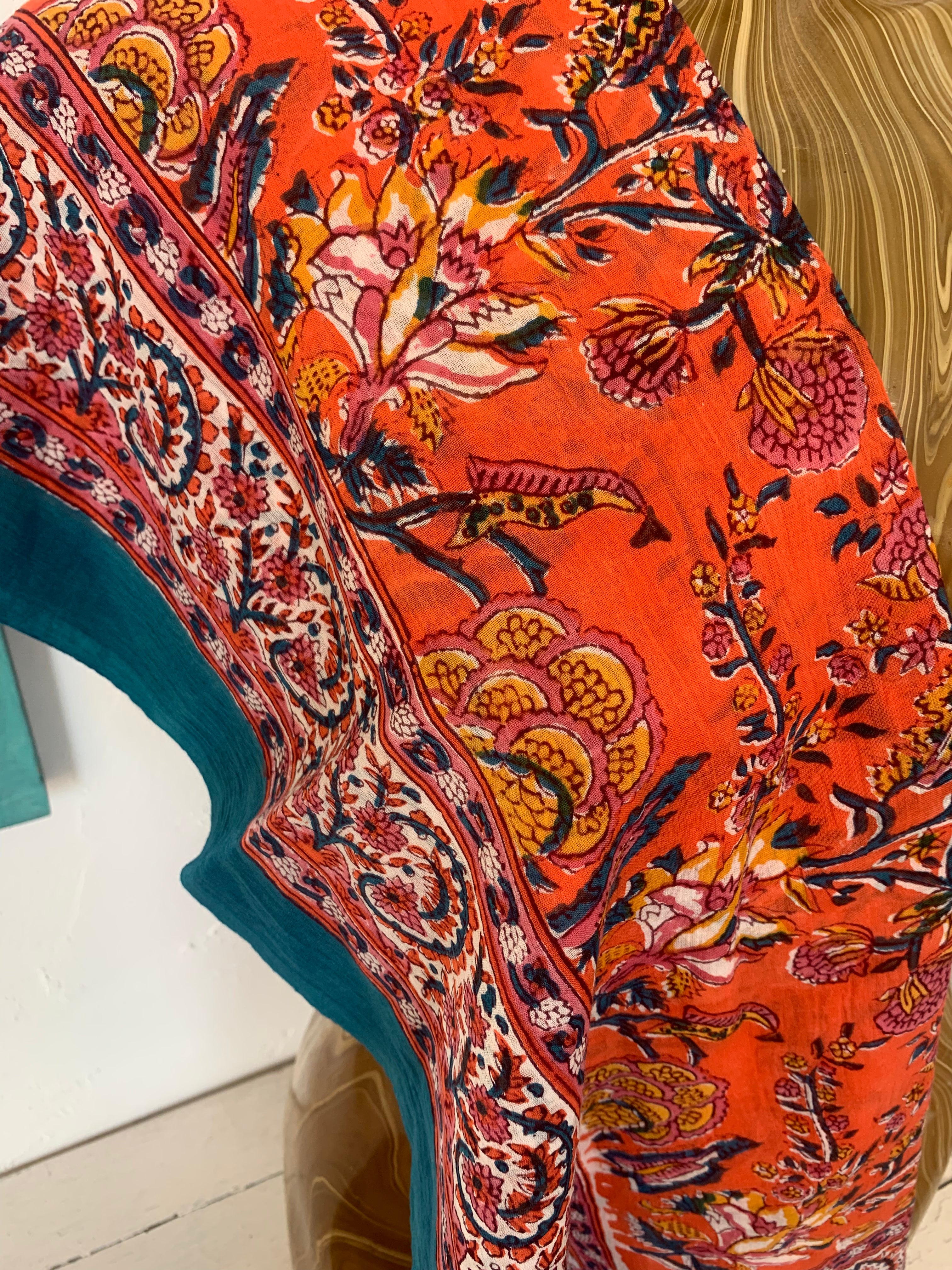 Stylish Block Print Cotton Sarong Pareo Shawl - New Collection for Beach, Pool & Summer Fashion