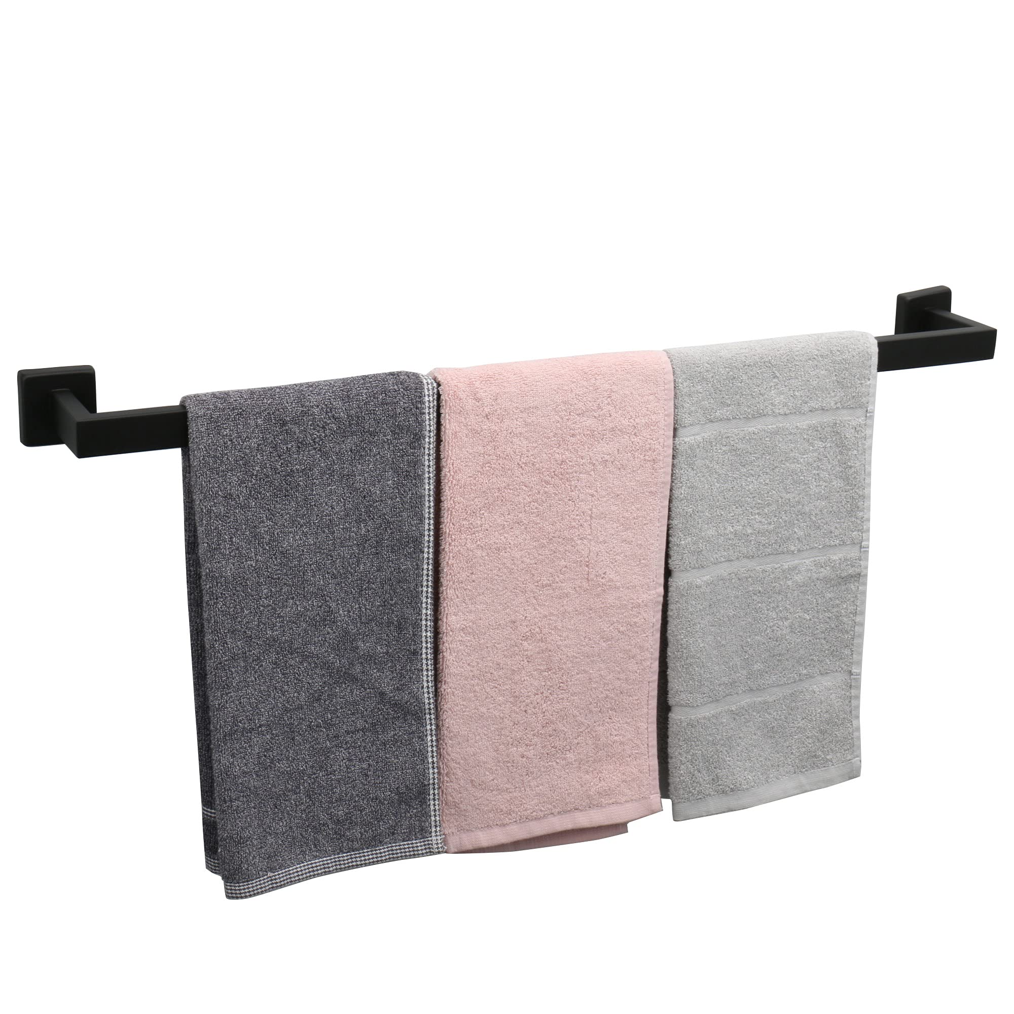 TocTen Heavy Duty Stainless Steel Towel Rack - 30 Inch Wall Mounted Bathroom Towel Holder with Square Base, SUS304 Thickened Black Towel Bar for Shower & Spa - Perfect for Bathroom, Gym, Poolside & Luxury Hotel Decor