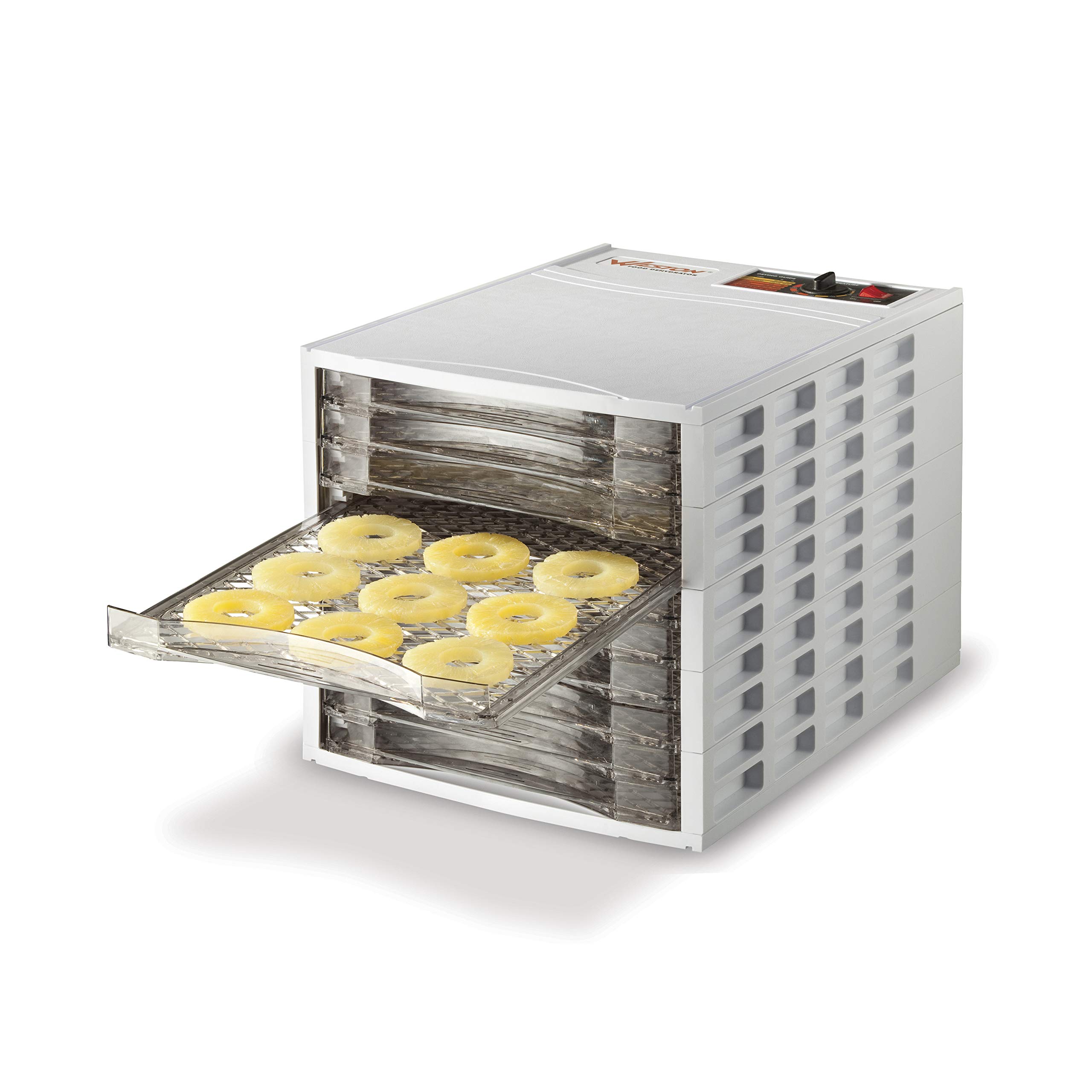 Weston 10-Tray Food Dehydrator for Beef Jerky, Fruit, Herbs & Vegetables | BPA-Free, Ultra Quiet | Perfect for Homemade Snacks, Dog Treats & Food Preservation | Includes Slide-Out Drying Racks (Model 75-0201-W)