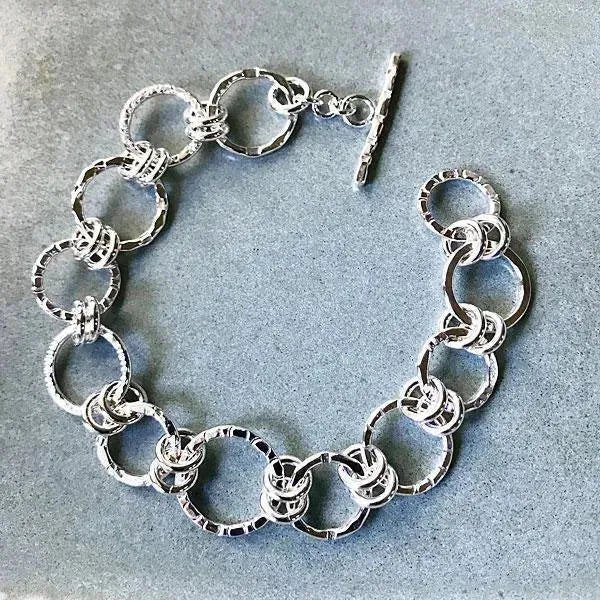 Stylish Sterling Silver Circles Bracelet for Women - Elegant Minimalist Jewelry Gift for Her - Perfect for Everyday Wear, Date Nights & Special Occasions