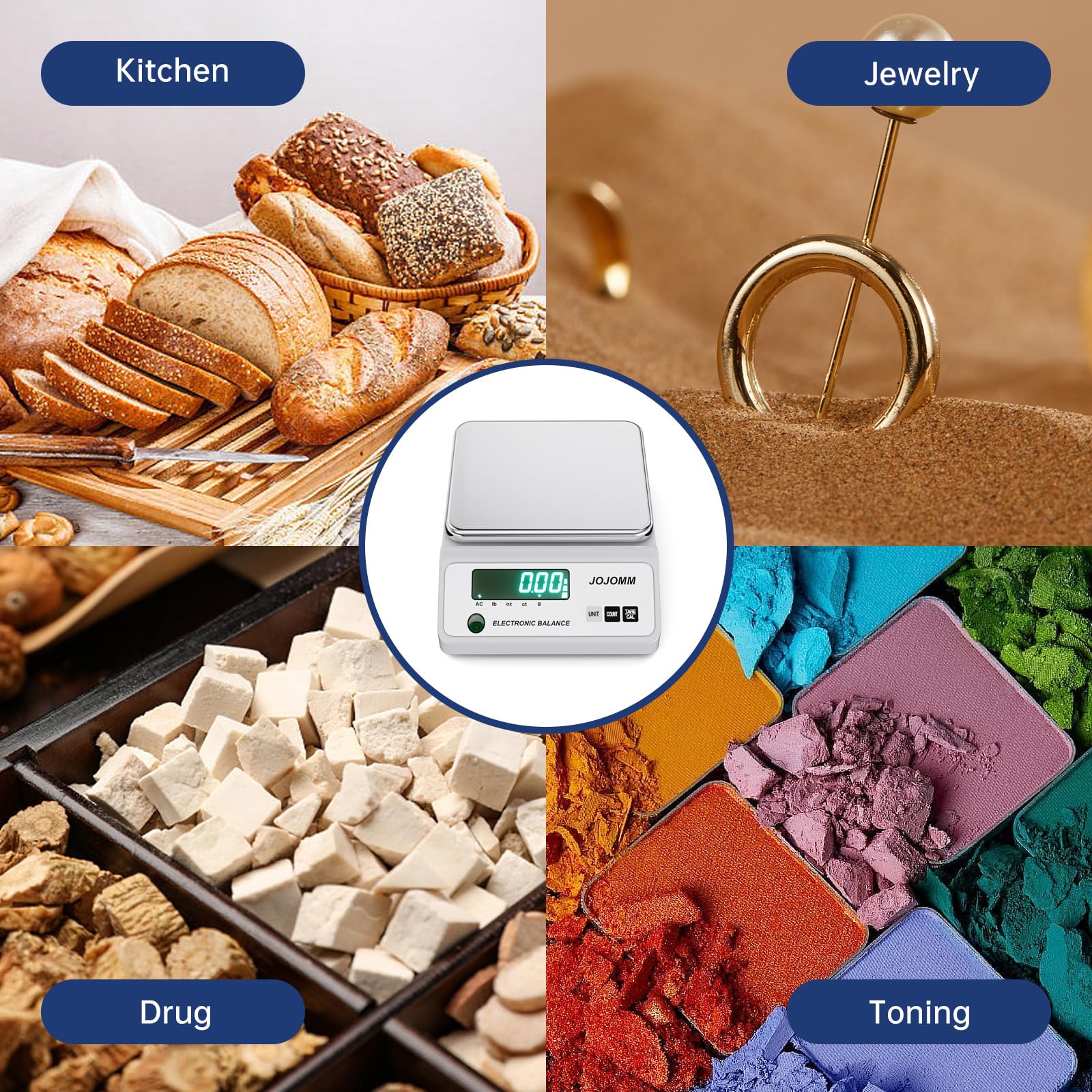 High Precision 5000g x 0.01g Digital Lab Scale - Analytical Electronic Balance for Jewelry, Kitchen & Scientific Use | Accurate Gram Scale for Weighing Gold, Ingredients & Lab Samples