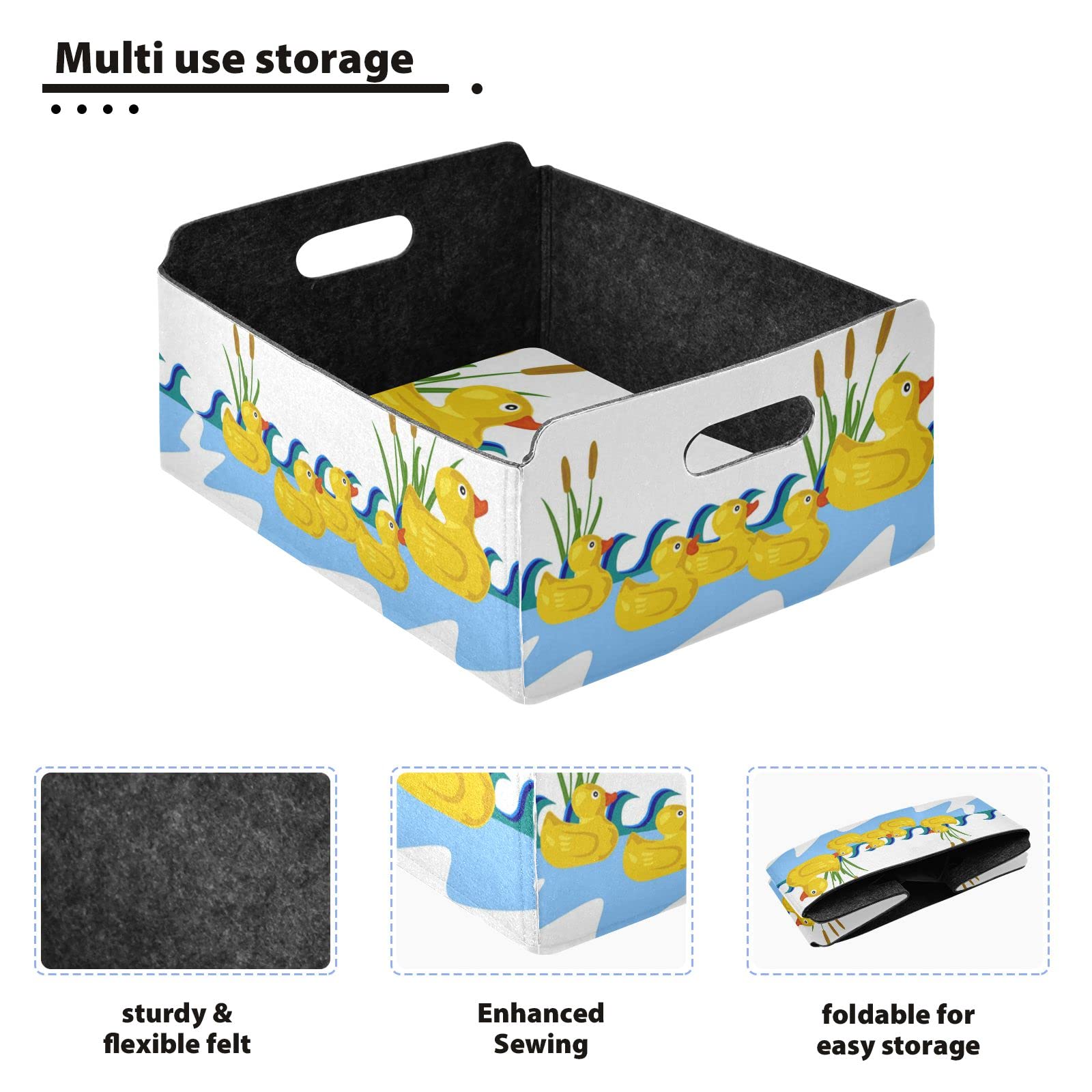 Yellow Rubber Duck Desk Organizer - Rectangular Storage Tray for Jewelry, Vanity & Office Supplies | Detachable & Foldable Design | Perfect for Bathroom Counter, Dresser Top & Workspace Organization