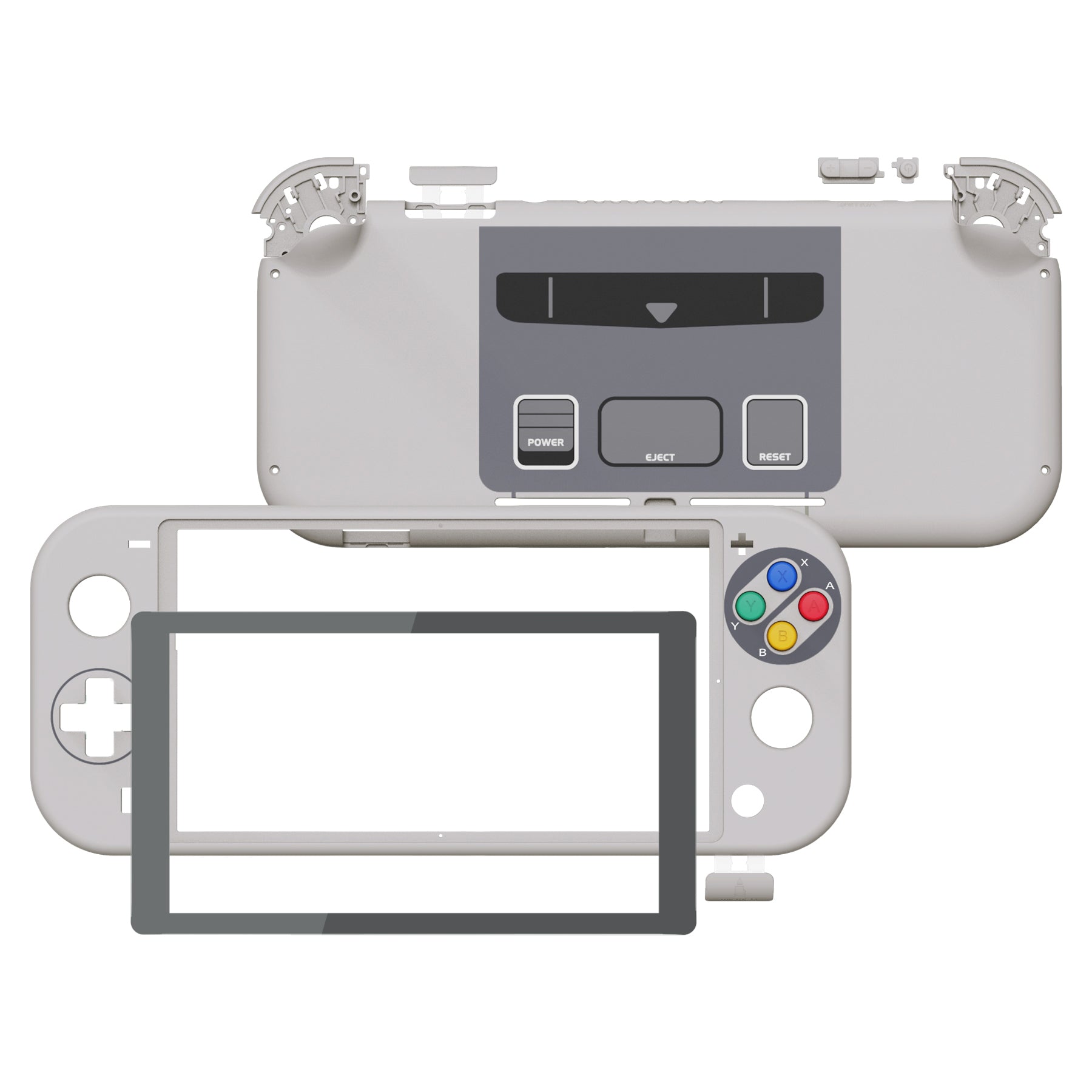 eXtremeRate SFC SNES Classic EU Style DIY Replacement Shell for Nintendo Switch Lite - Custom Controller Housing with Screen Protector | Durable Case Cover for NSL Handheld Console | Perfect for Gaming, Travel & Home Entertainment