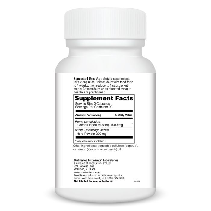 Davinci Labs Perna® 180 Capsules - Premium Mussel Extract Supplement for Joint Support & Mobility - Ideal for Athletes & Active Lifestyles