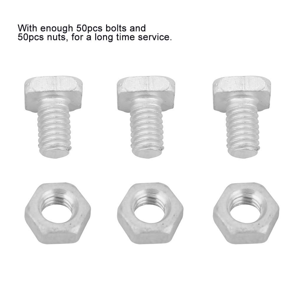 M6 x 12mm Aluminum Screws and Nuts Set - 50 Pieces Screws + 50 Pieces Nuts for Greenhouse Hardware, DIY Projects, and Metal Framing - Corrosion Resistant Fasteners for Outdoor Construction