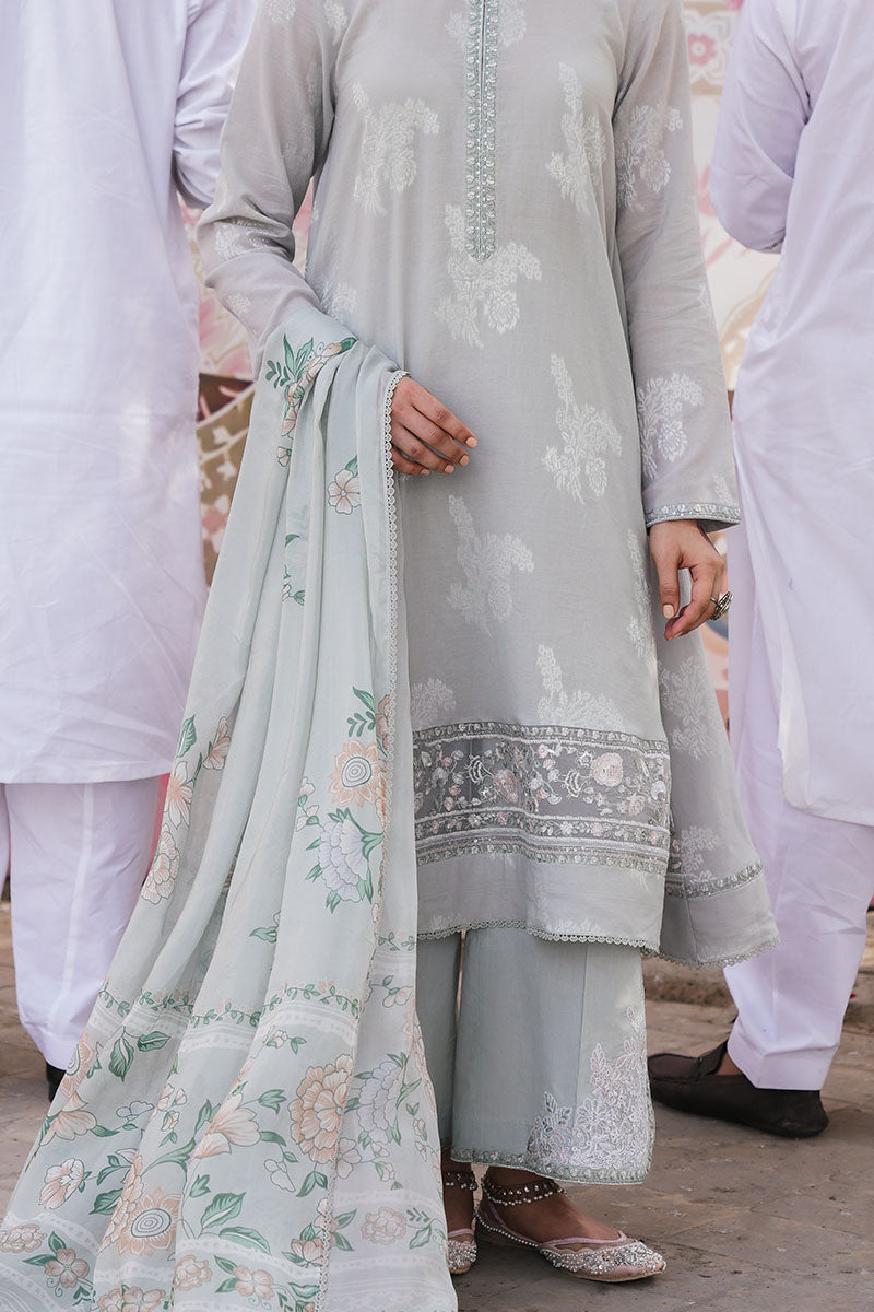 LUNAR BLOOM 3-Piece Jacquard Suit Set for Women - Elegant Dyed Floral Print Outfit for Parties, Weddings & Special Occasions