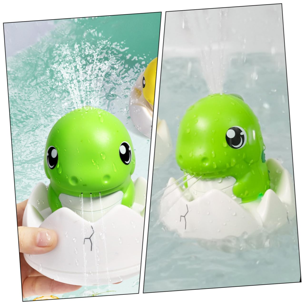 HEMOTON 2-Pack Dinosaur Bath Toys for Kids - Light Green Plastic Bathtub Spray Toys for Toddlers | Fun Bath Time Play for Boys & Girls, Water Squirters for Pool & Beach Play