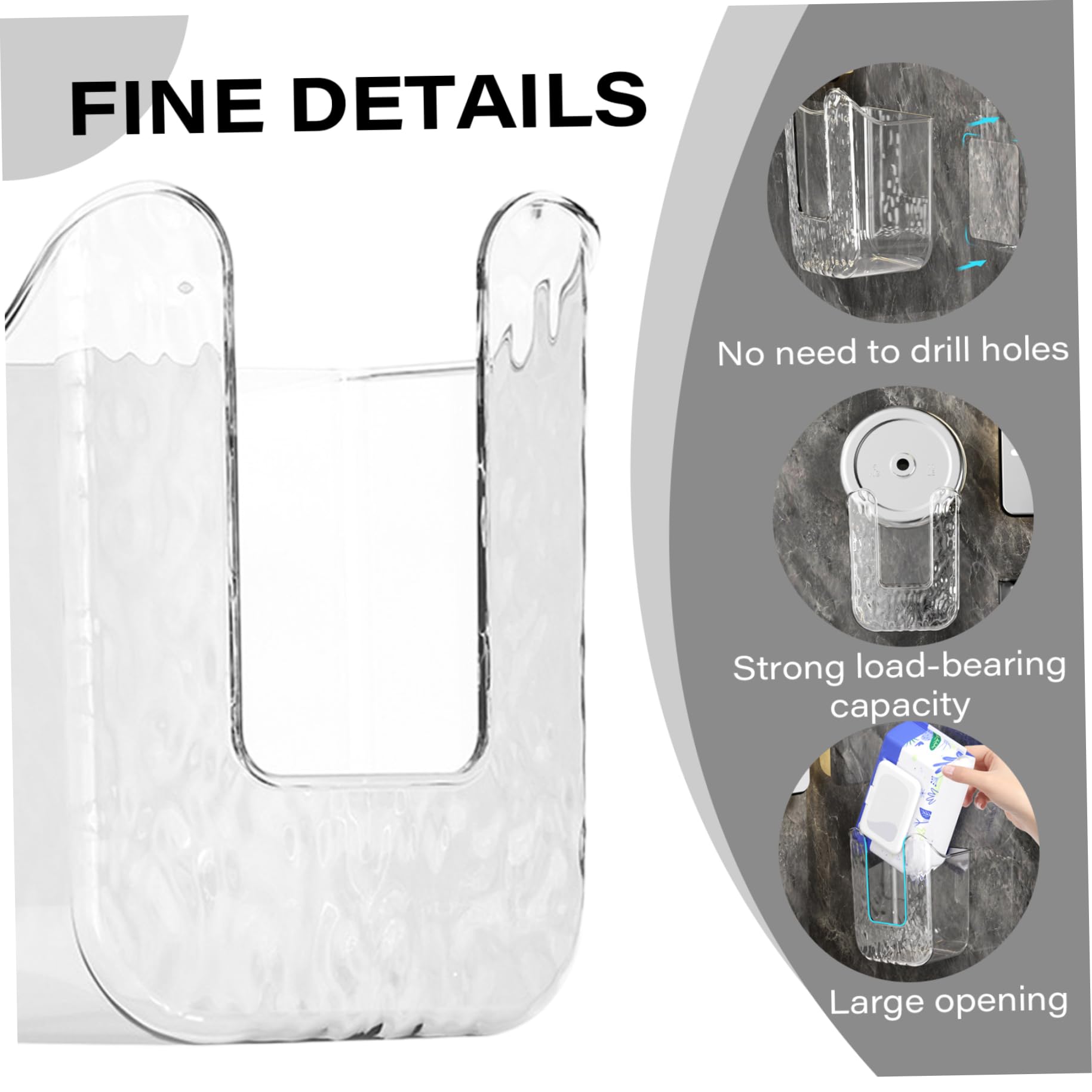 2Pcs Clear Acrylic Wall Mounted Wet Wipes Dispenser Box - No Drill Baby Wipes Holder for Kitchen, Bathroom & Bedroom | Easy Refillable Tissue Container for Baby Care, Makeup Removal & Household Cleaning