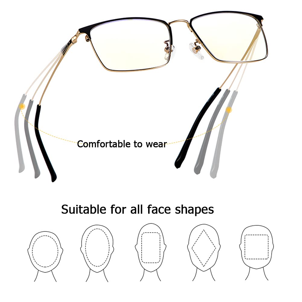 Blue Light Blocking Reading Glasses - Fashion Square Frame with Spring Hinge for Men & Women - Anti Glare Computer Glasses for Office Work & Screen Time