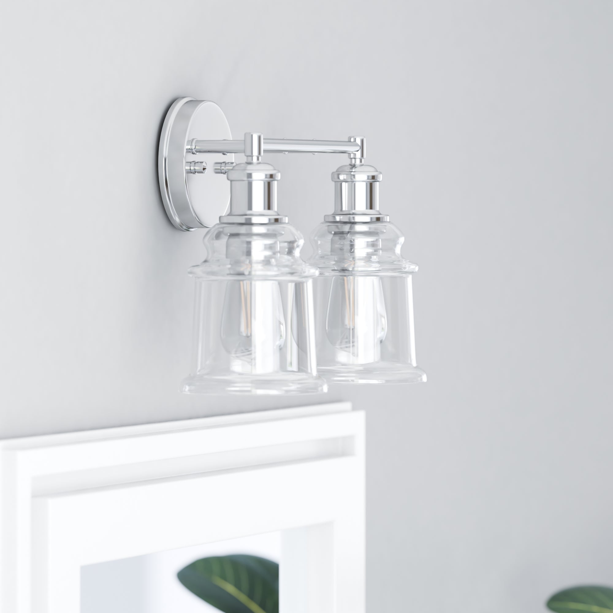 Eaton Ridge 2-Light Brushed Nickel Vanity Light - Modern Bathroom Lighting Fixture for Bedroom, Powder Room & Dressing Area
