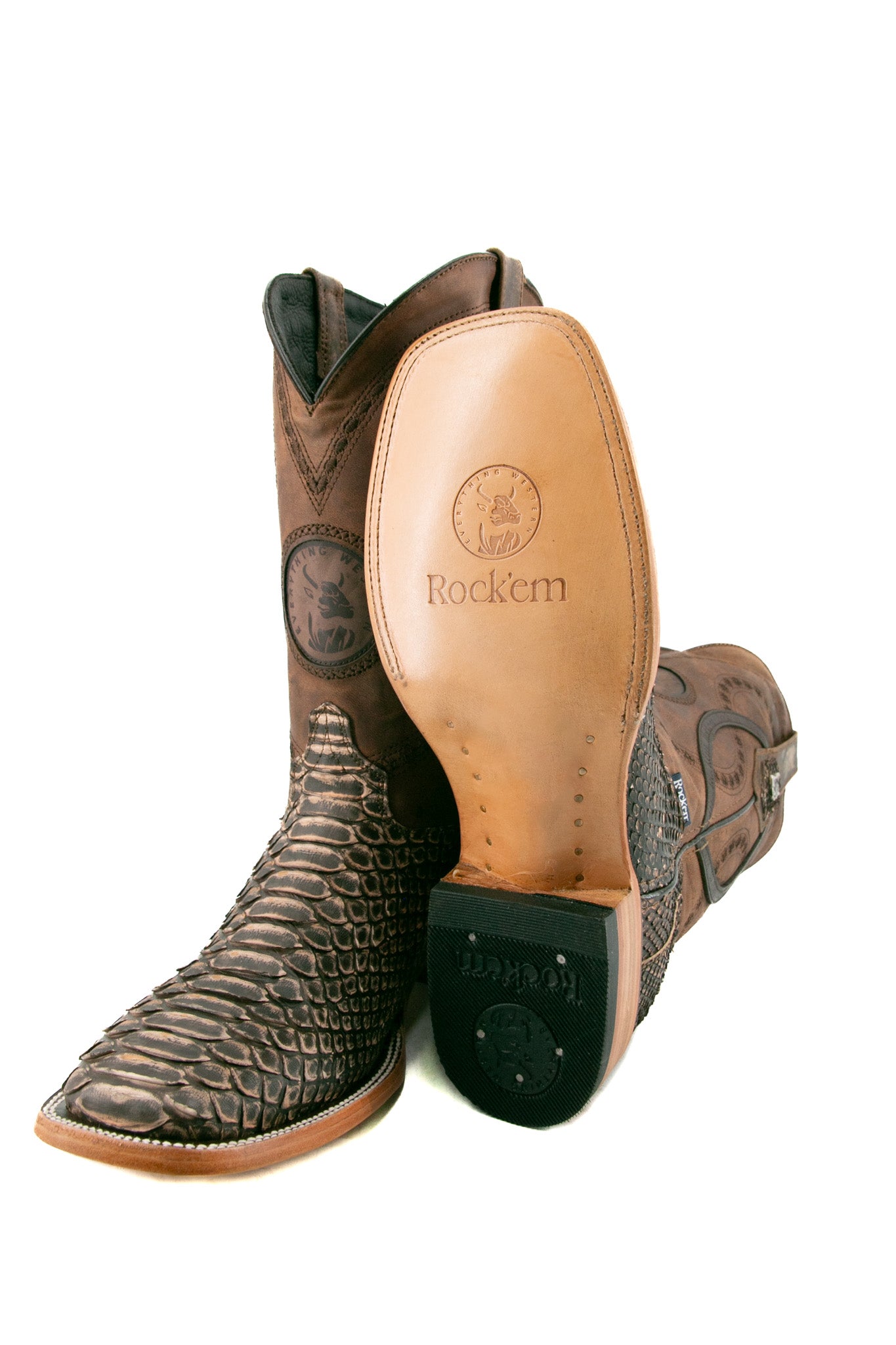 Exotic Python Square Toe Cowboy Boots for Men & Women - Western Style Fashion Boots for Rodeo, Country Music Festivals & Night Out