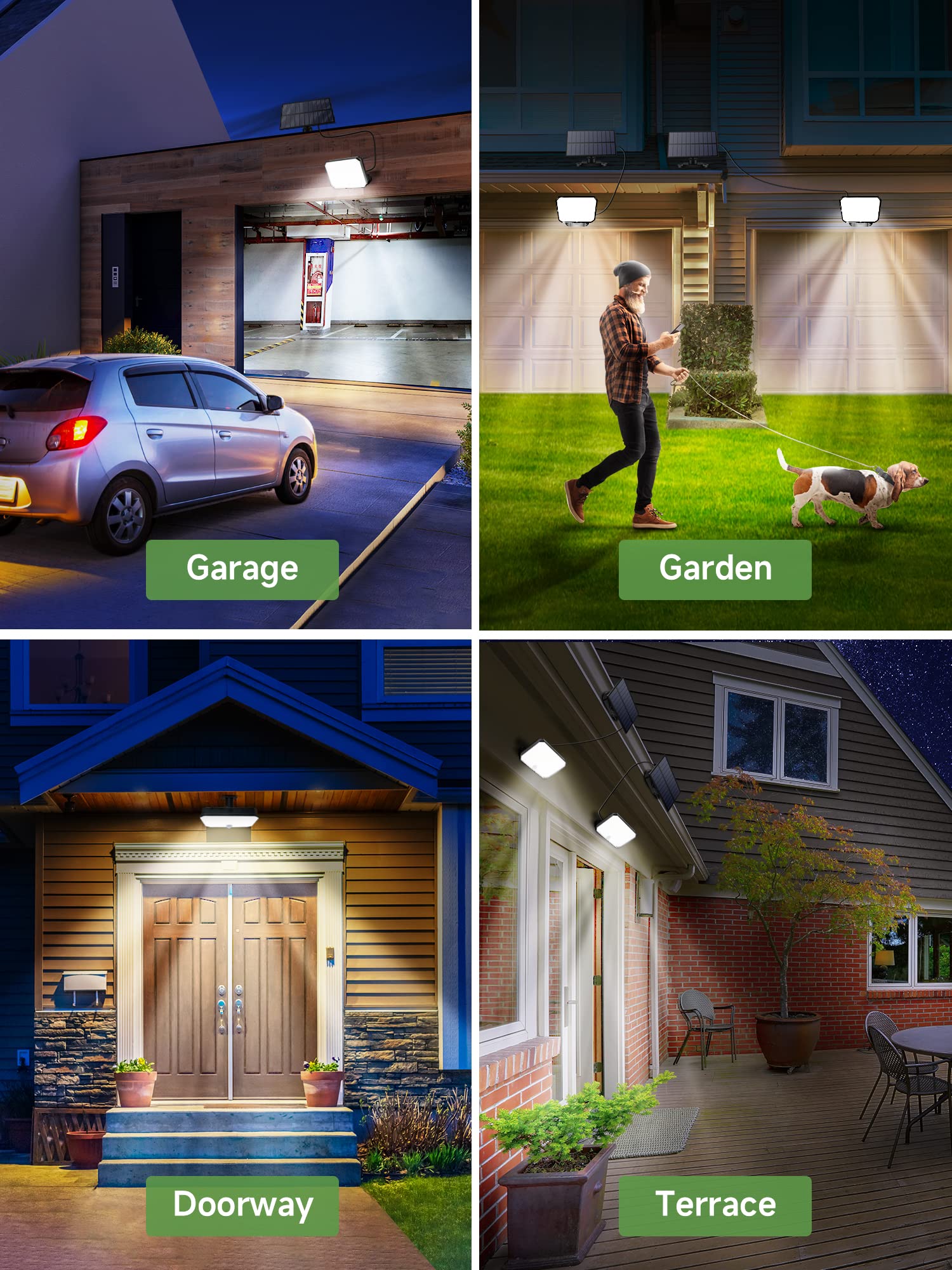 190LED 1500LM Solar Flood Lights Outdoor with Motion Sensor - IP65 Waterproof Solar Security Lights for Backyard, Garage & Pathway - 3 Lighting Modes & Remote Control - Ideal for Home Security, Landscape Lighting & Outdoor Illumination
