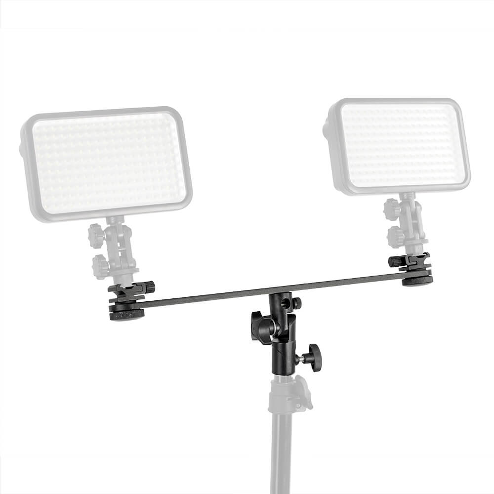 Dual Hot Shoe Speedlite Crossbar Bracket - Professional Flash Mount for DSLR Cameras - Perfect for Wedding, Portrait & Studio Photography