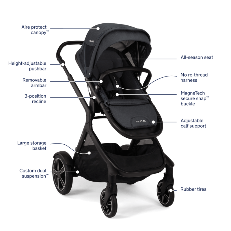 Nuna Demi Grow Complete Stroller with Air Protect Technology & Classic Canopy - Premium Baby Stroller for Newborns to Toddlers | Perfect for City Walks, Travel & Everyday Use