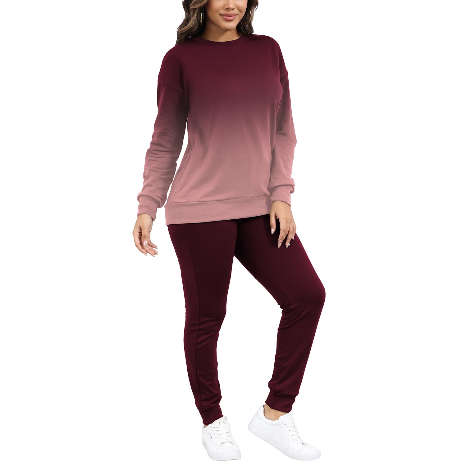 HBQ Women's Two Piece Outfits - Casual Long Sleeve Sweatsuits & Jogger Tracksuits Lounge Sets with Pockets | Comfy Loungewear for Home, Workout & Running Errands
